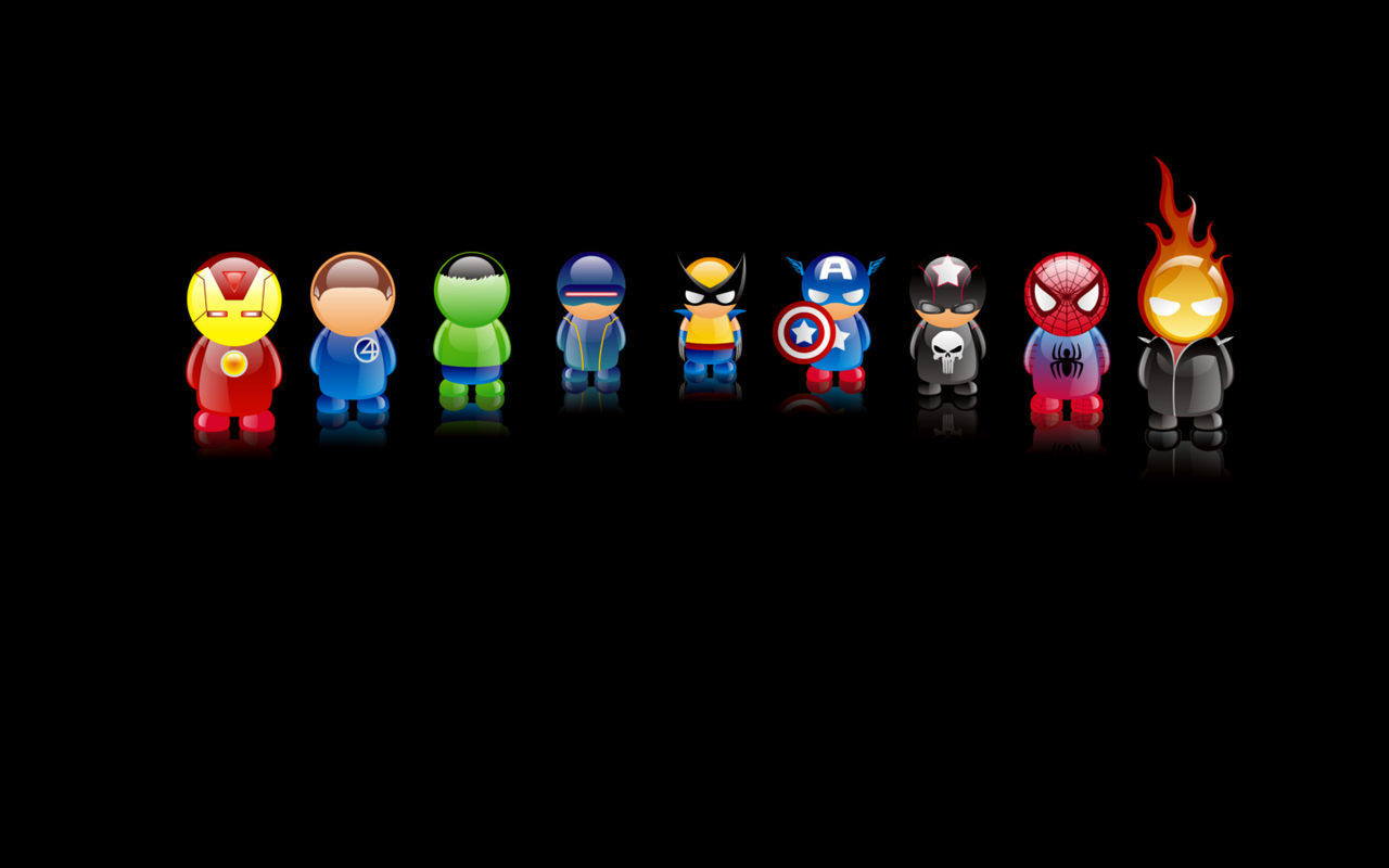 Marvel Characters including Ghost Rider, Iron Man, and Spider-Man HD Wallpaper