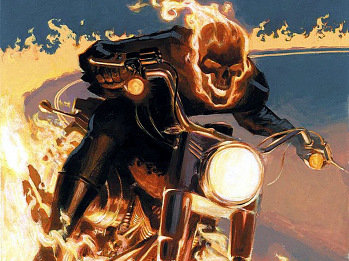 Ghost Rider on a motorcycle HD Wallpaper