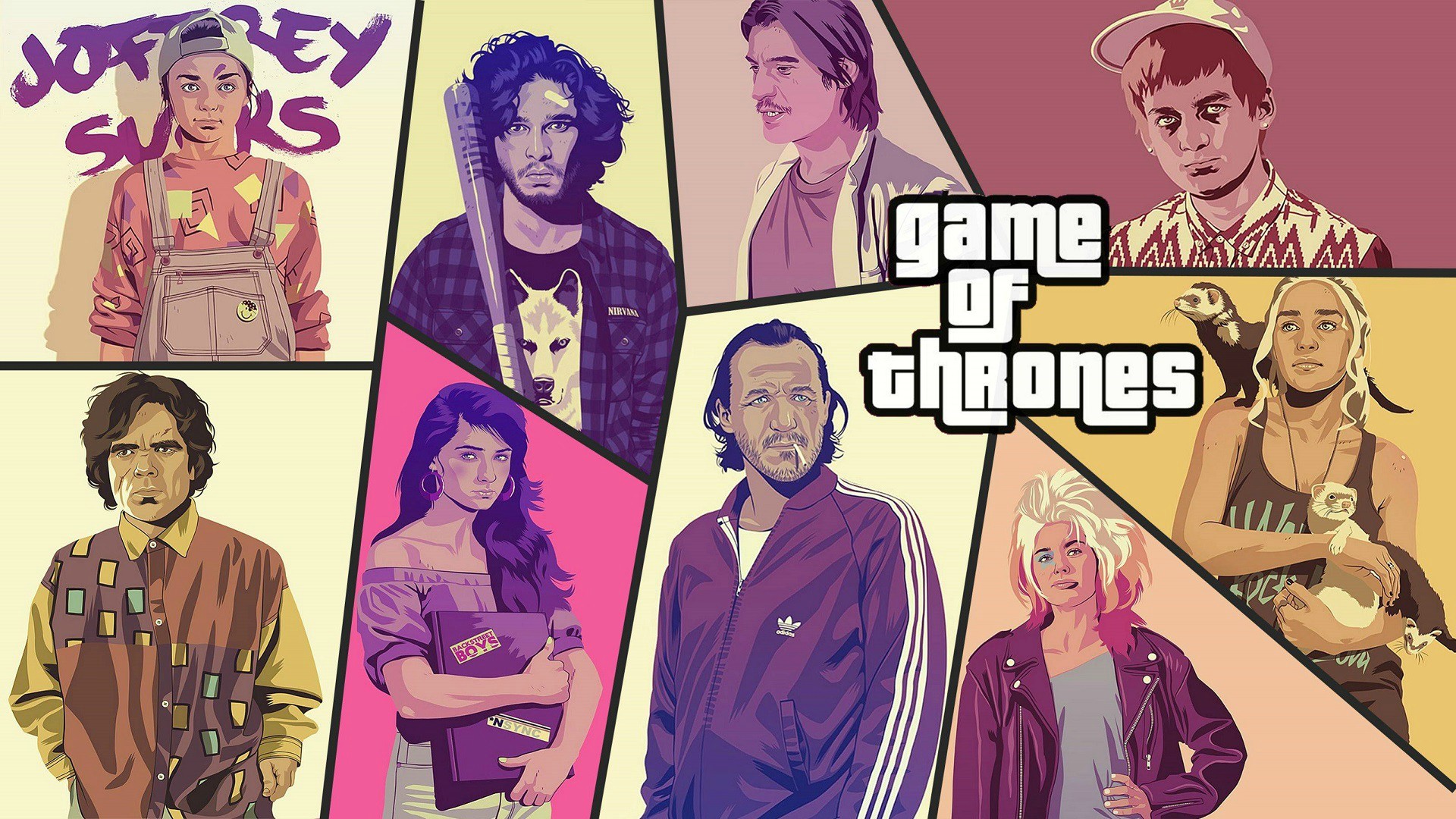 Game of Thrones characters in GTA style HD Wallpaper