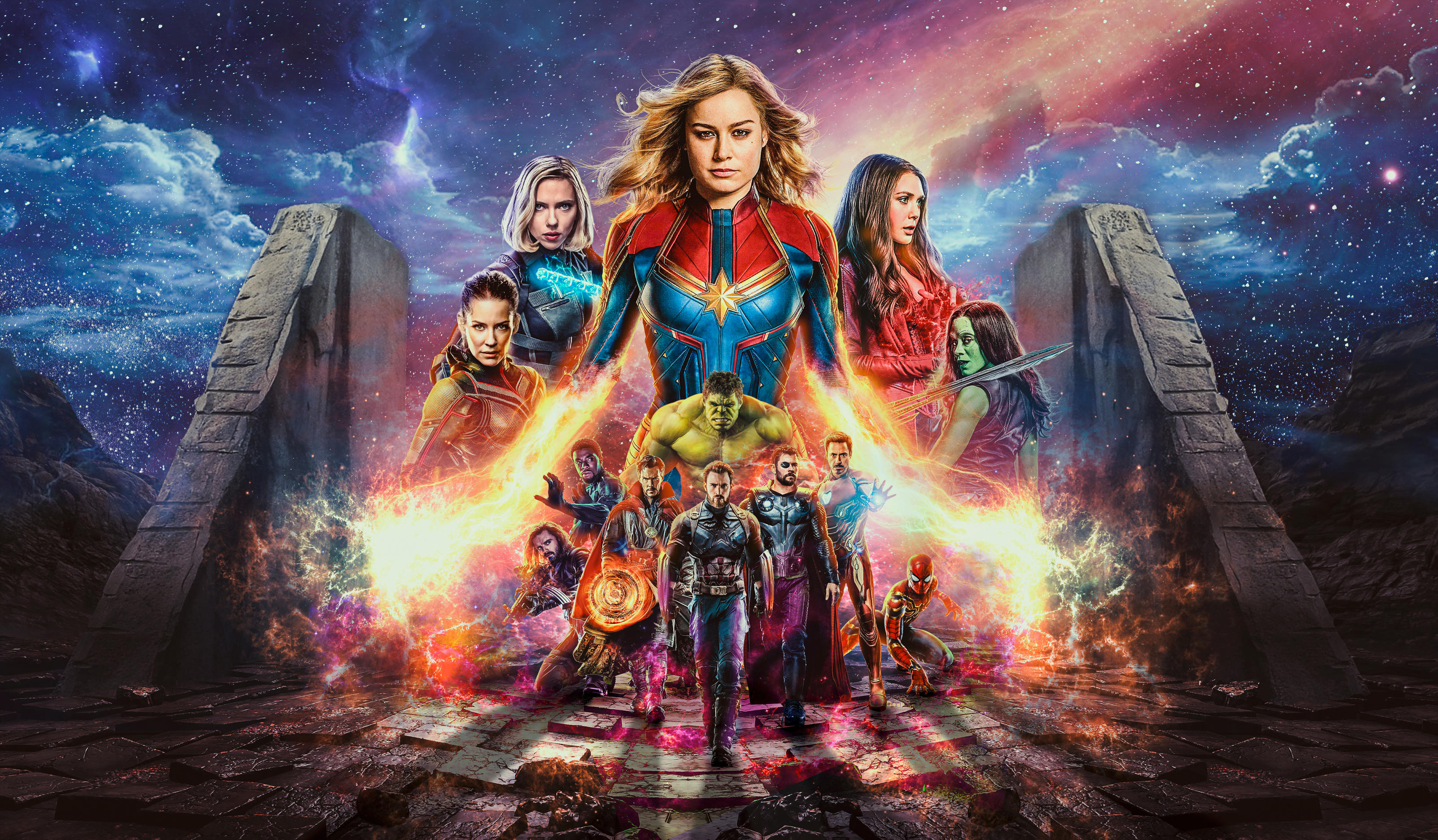 Avengers and Captain Marvel from Marvel Cinematic Universe HD Wallpaper