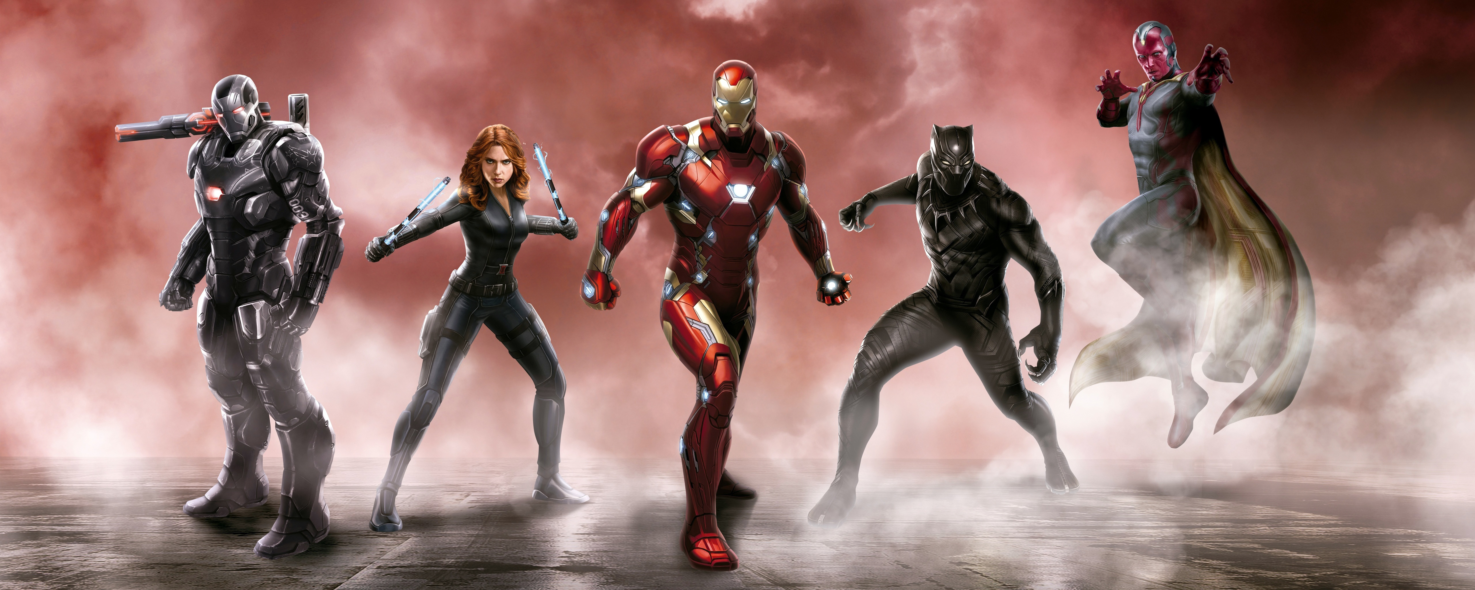 War Machine, Black Widow, Iron Man, Black Panther, and Vision HD Wallpaper