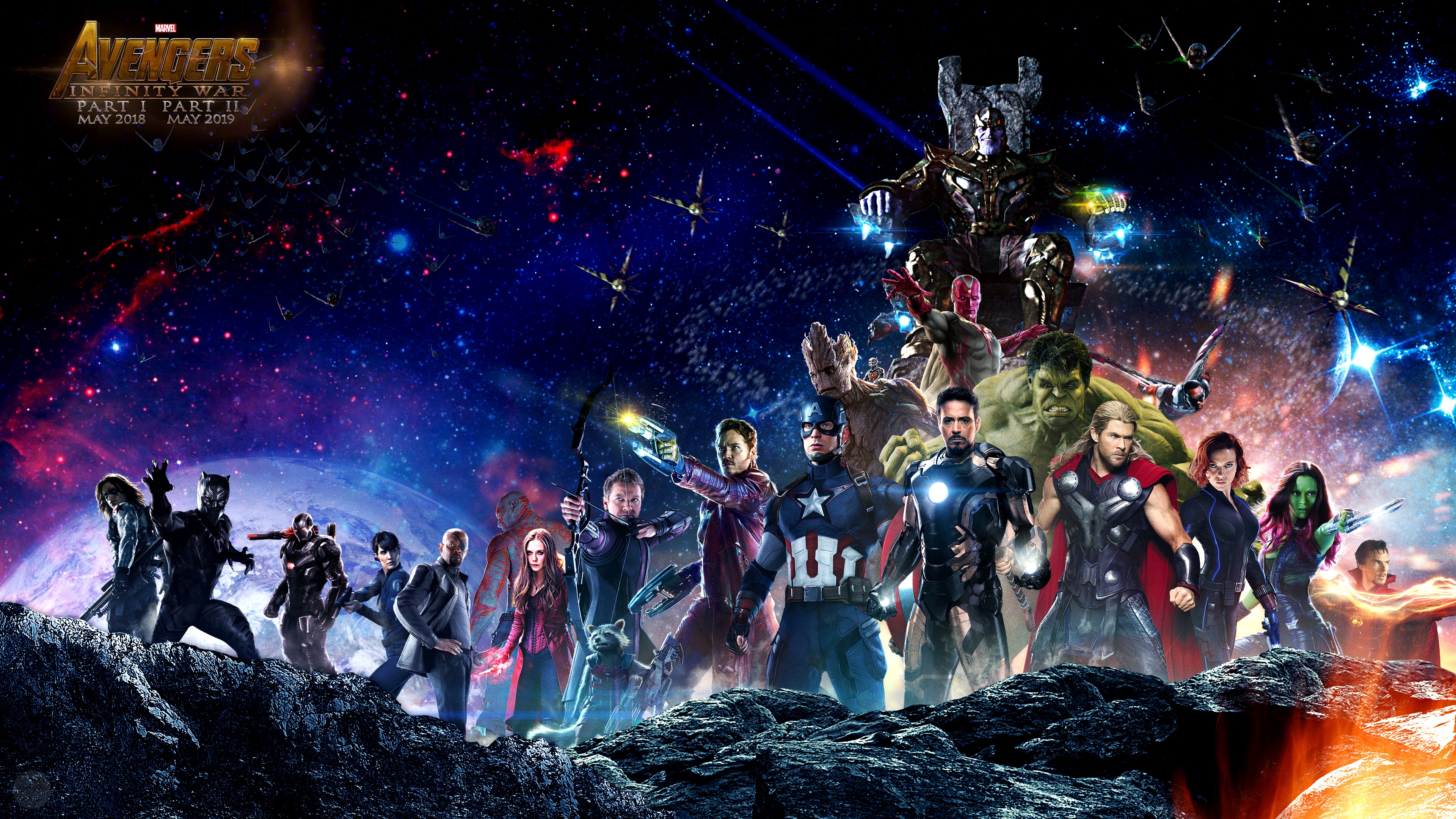 Avengers: Infinity War characters in space HD Wallpaper