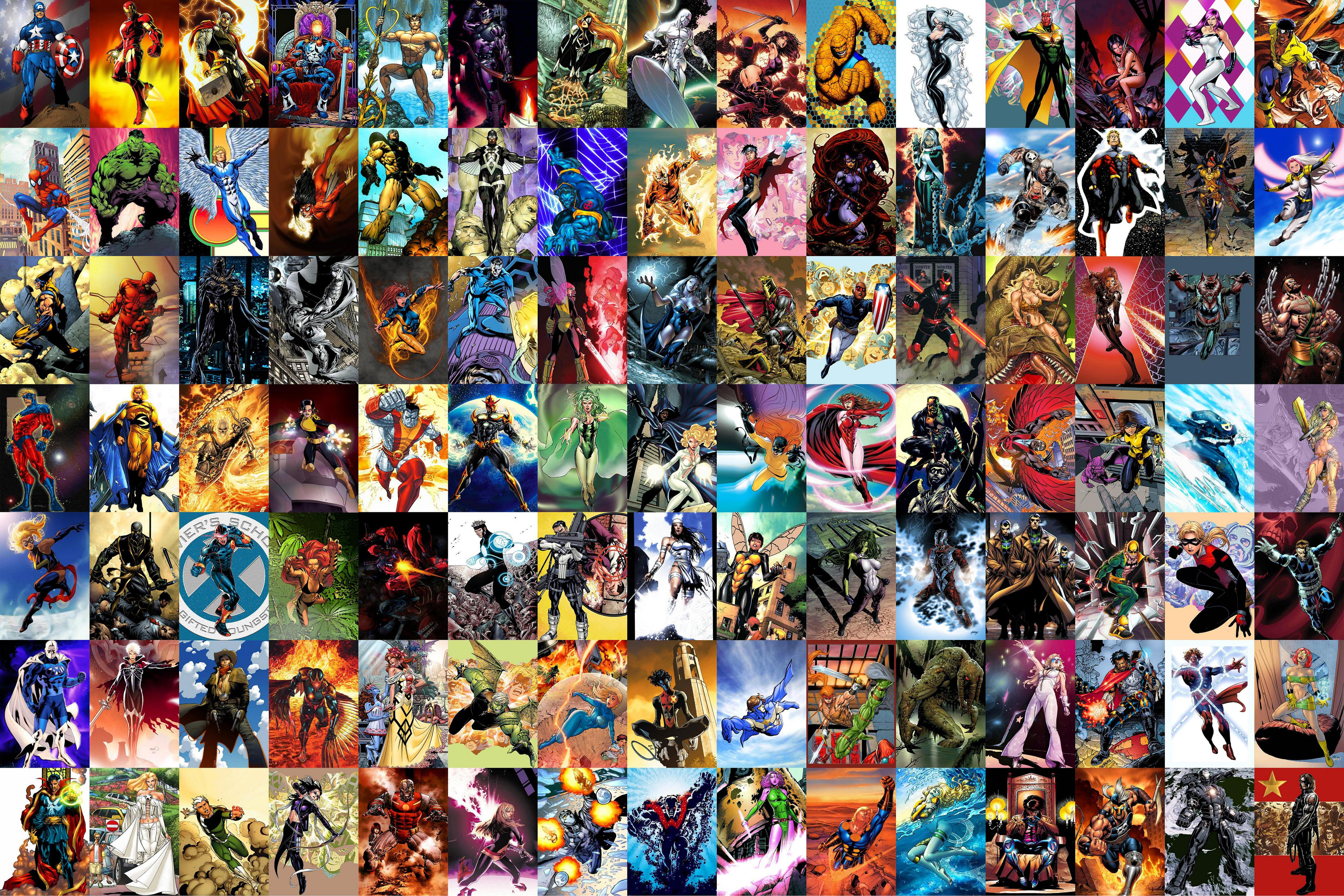 Collage of Marvel Comics Characters HD Wallpaper