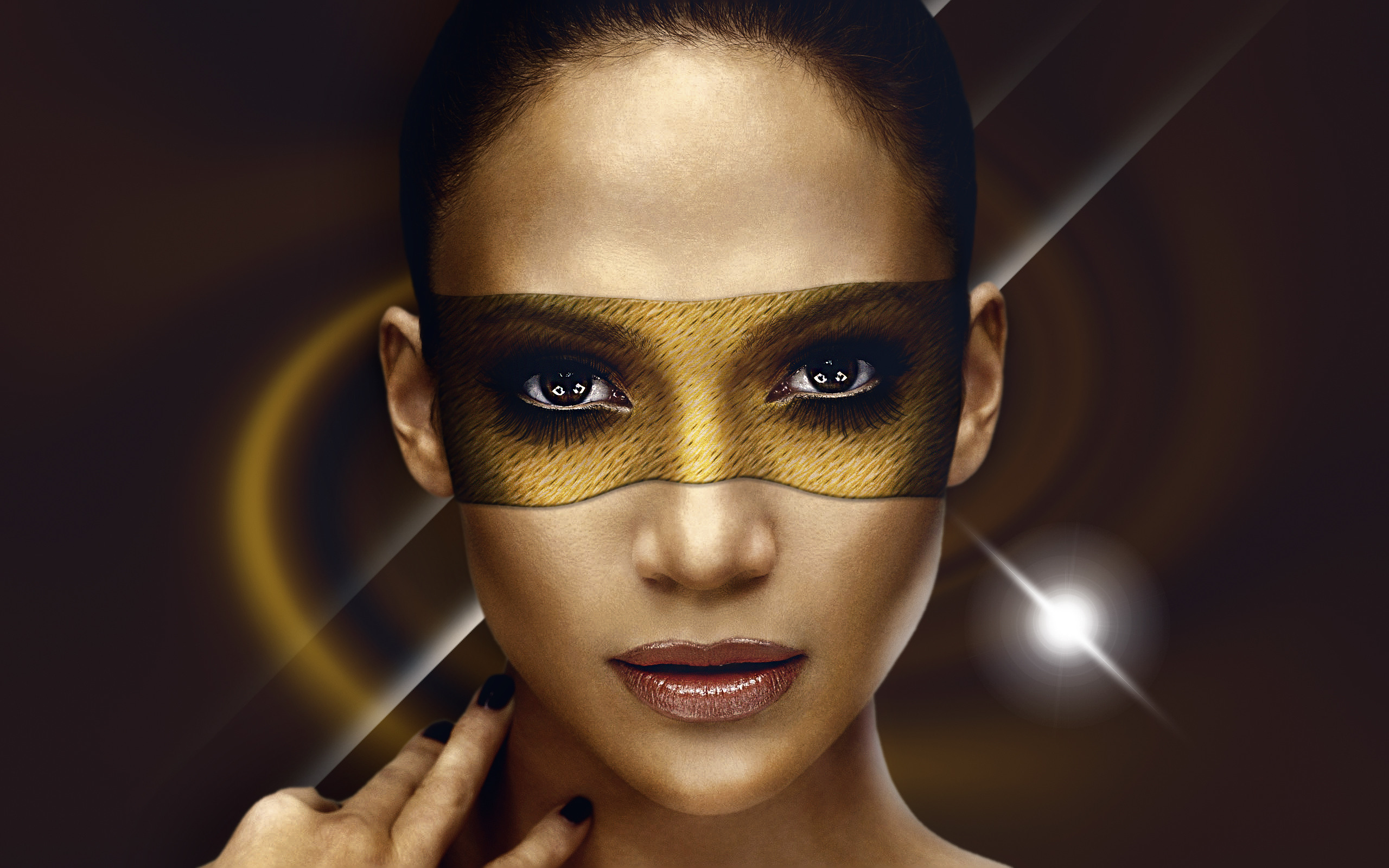 Jennifer Lopez with a golden mask HD Wallpaper
