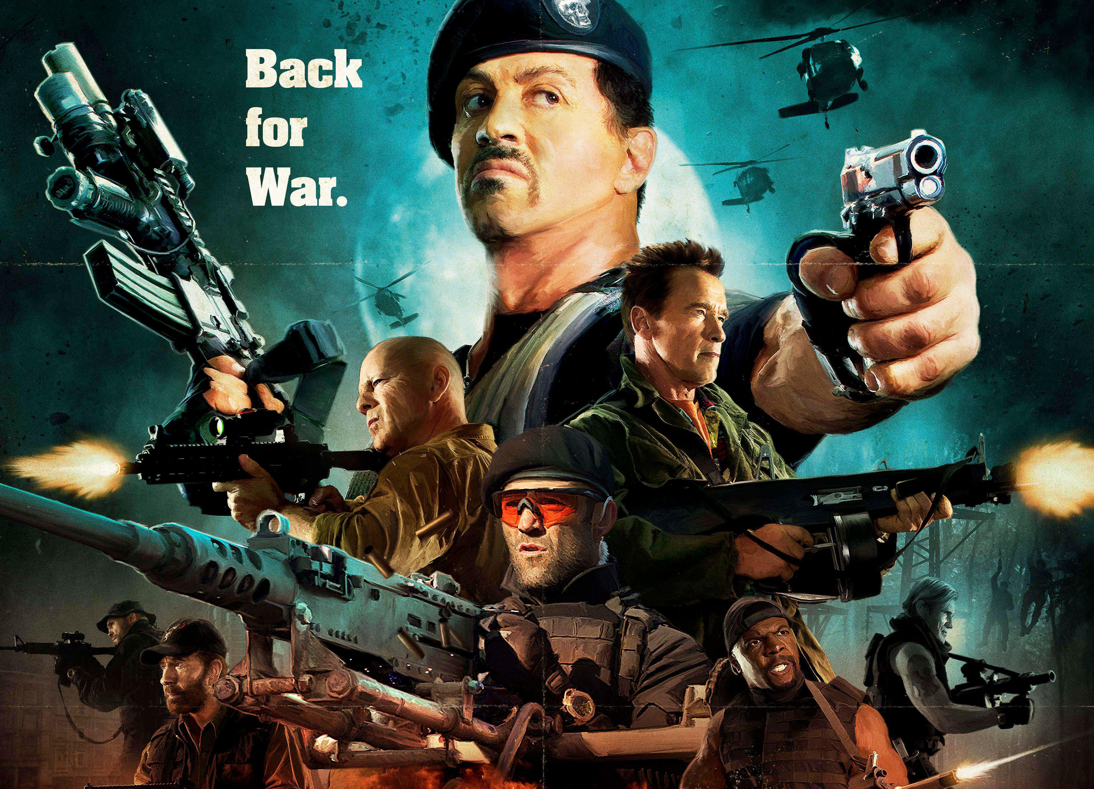 The Expendables Sylvester Stallone Bruce Willis Arnold Schwarzenegger Jason Statham HD Wallpaper