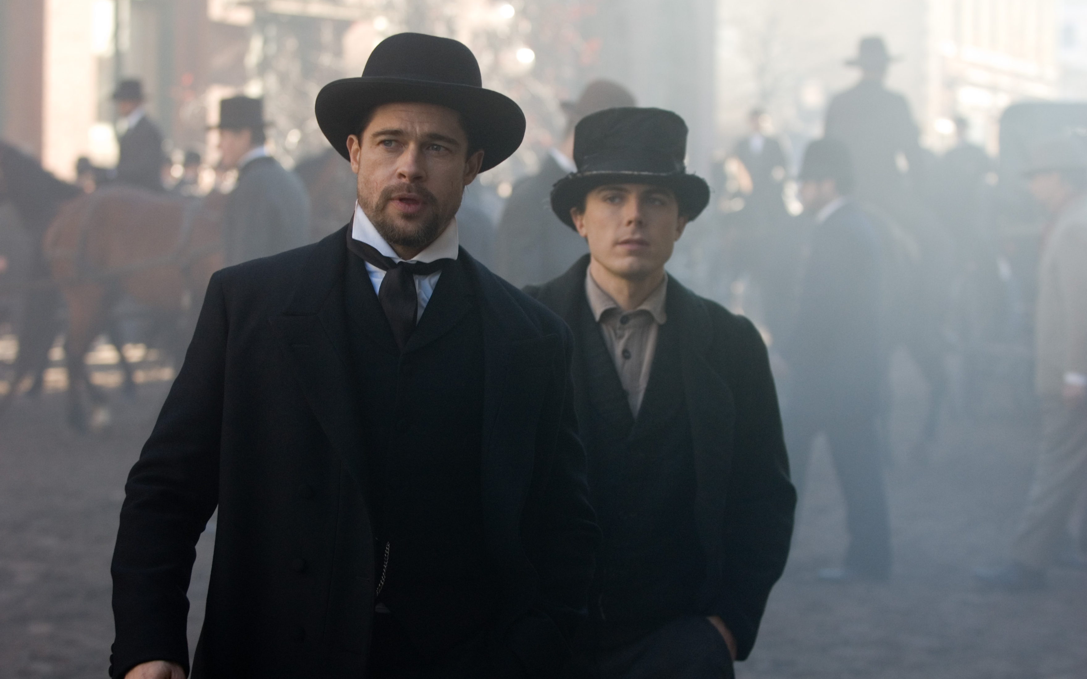 Brad Pitt and Casey Affleck in The Assassination of Jesse James HD Wallpaper