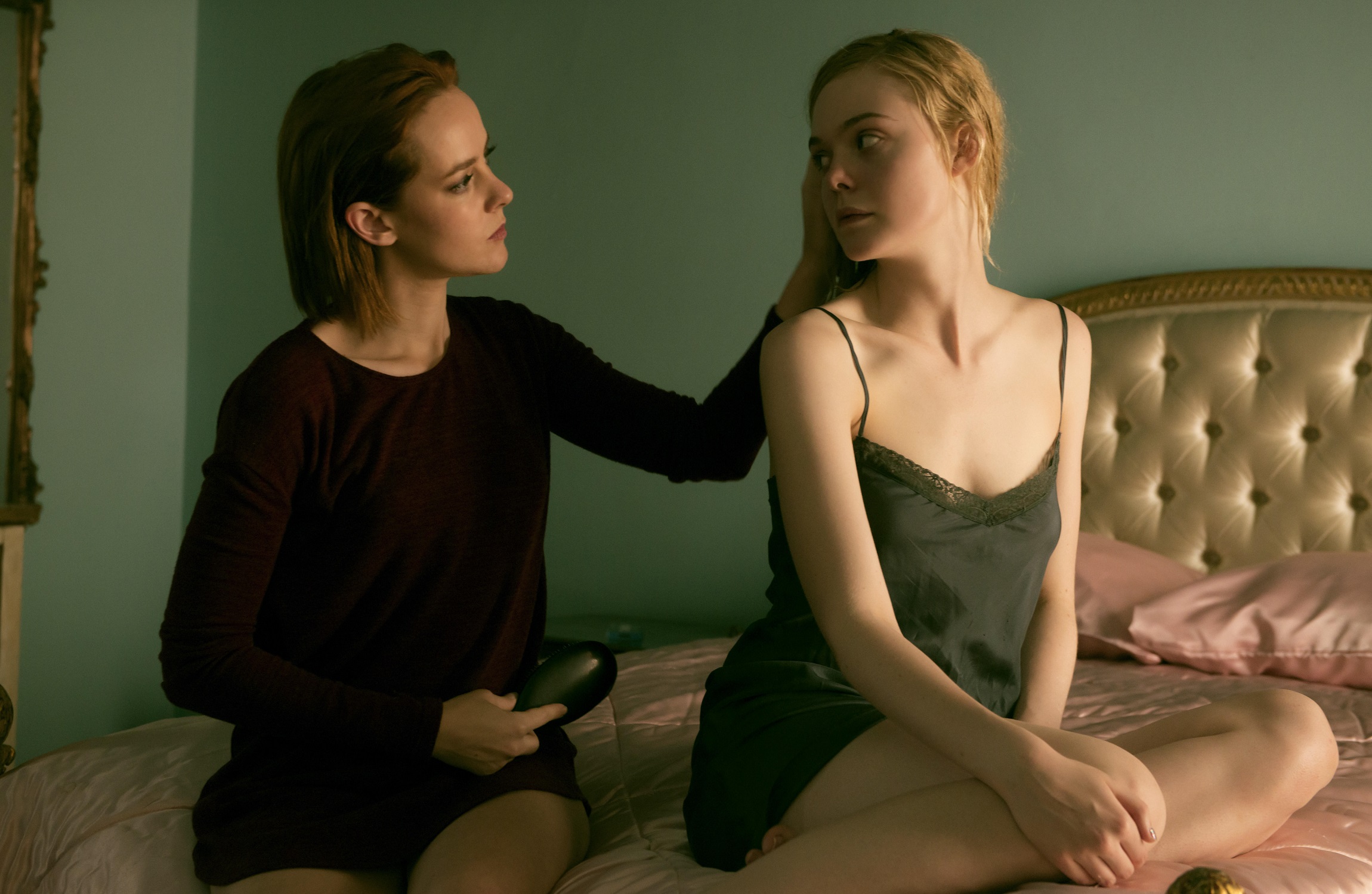 Elle Fanning and woman in bedroom HD Wallpaper