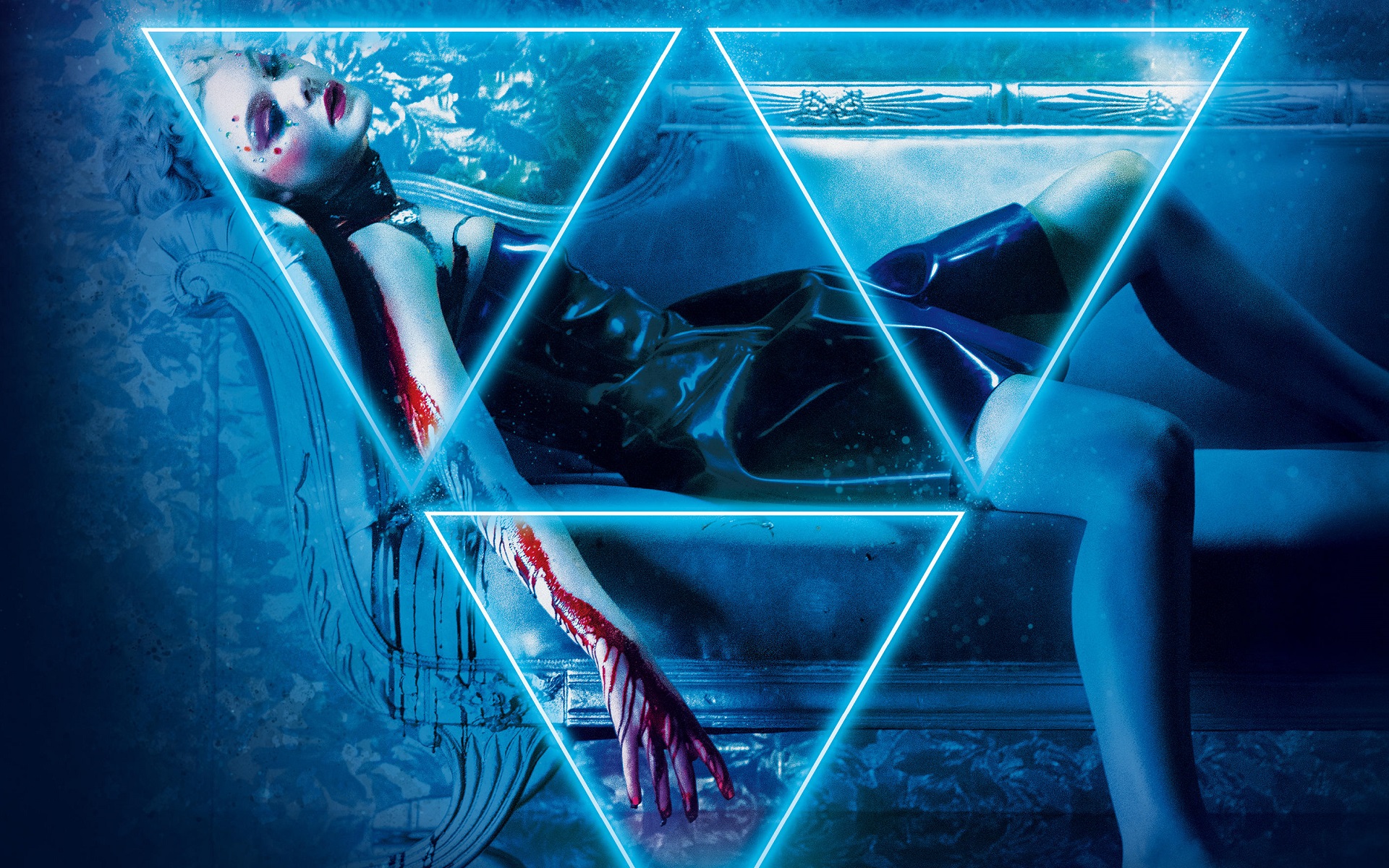 Elle Fanning in a blue-lit scene with blood HD Wallpaper