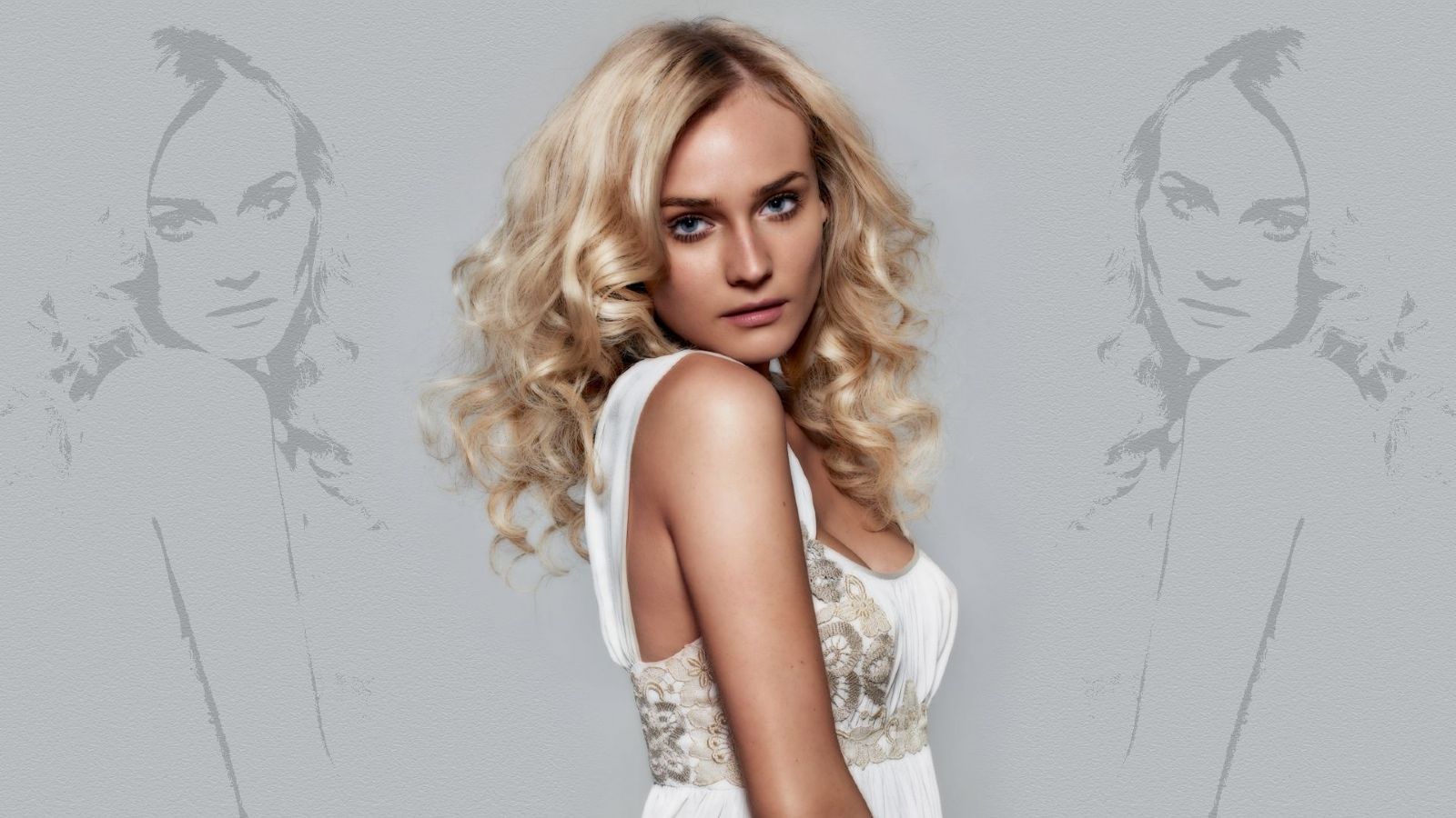 Diane Kruger in white dress HD Wallpaper