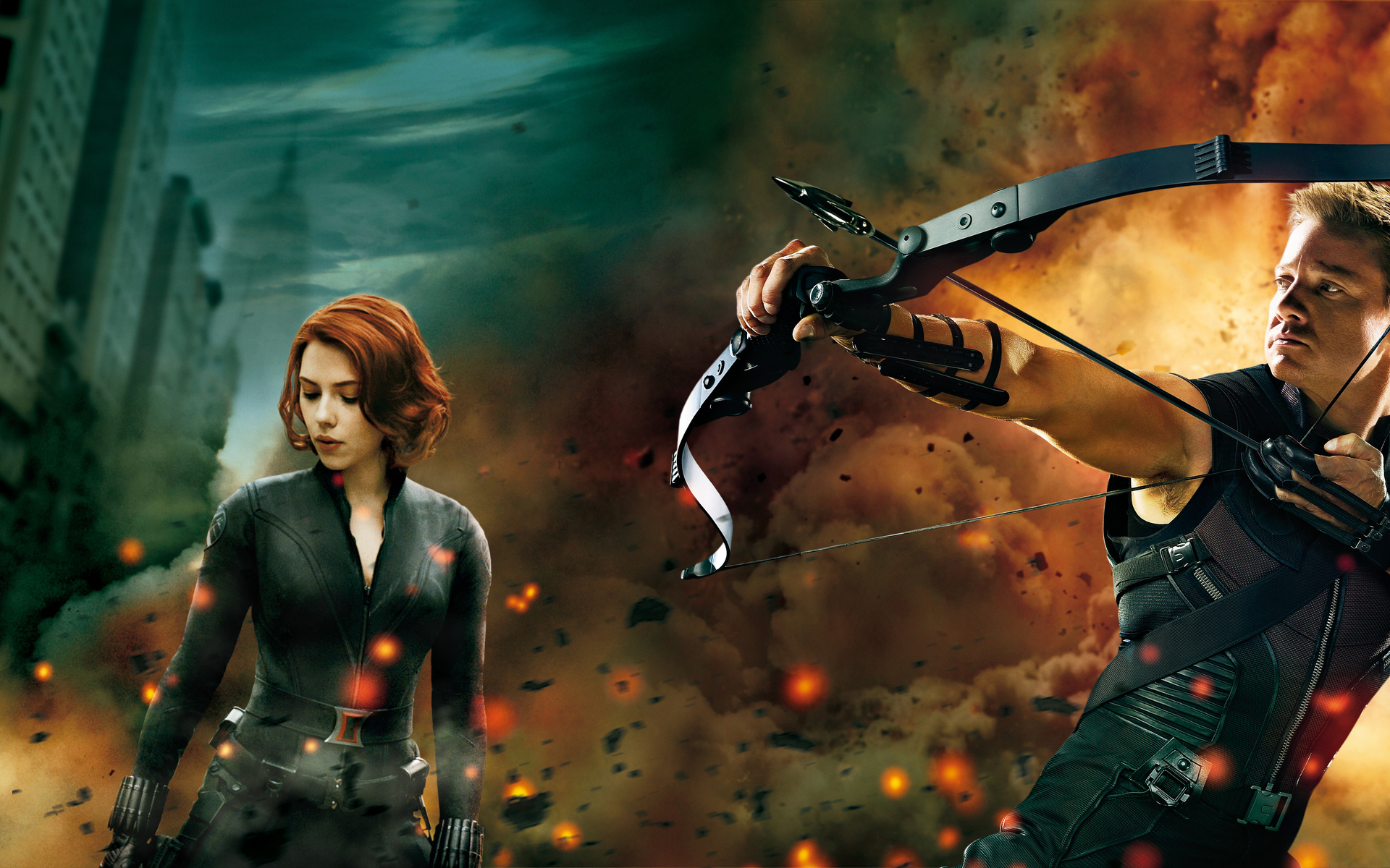 Black Widow and Hawkeye from The Avengers HD Wallpaper