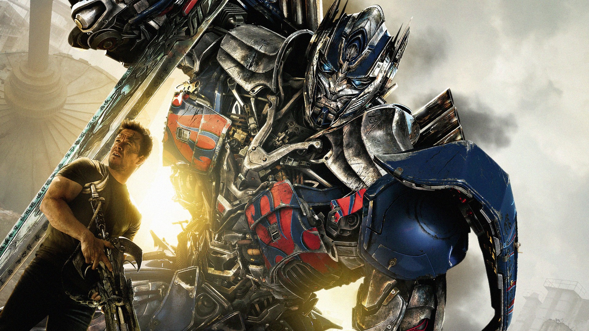 Optimus Prime and Mark Wahlberg from Transformers HD Wallpaper