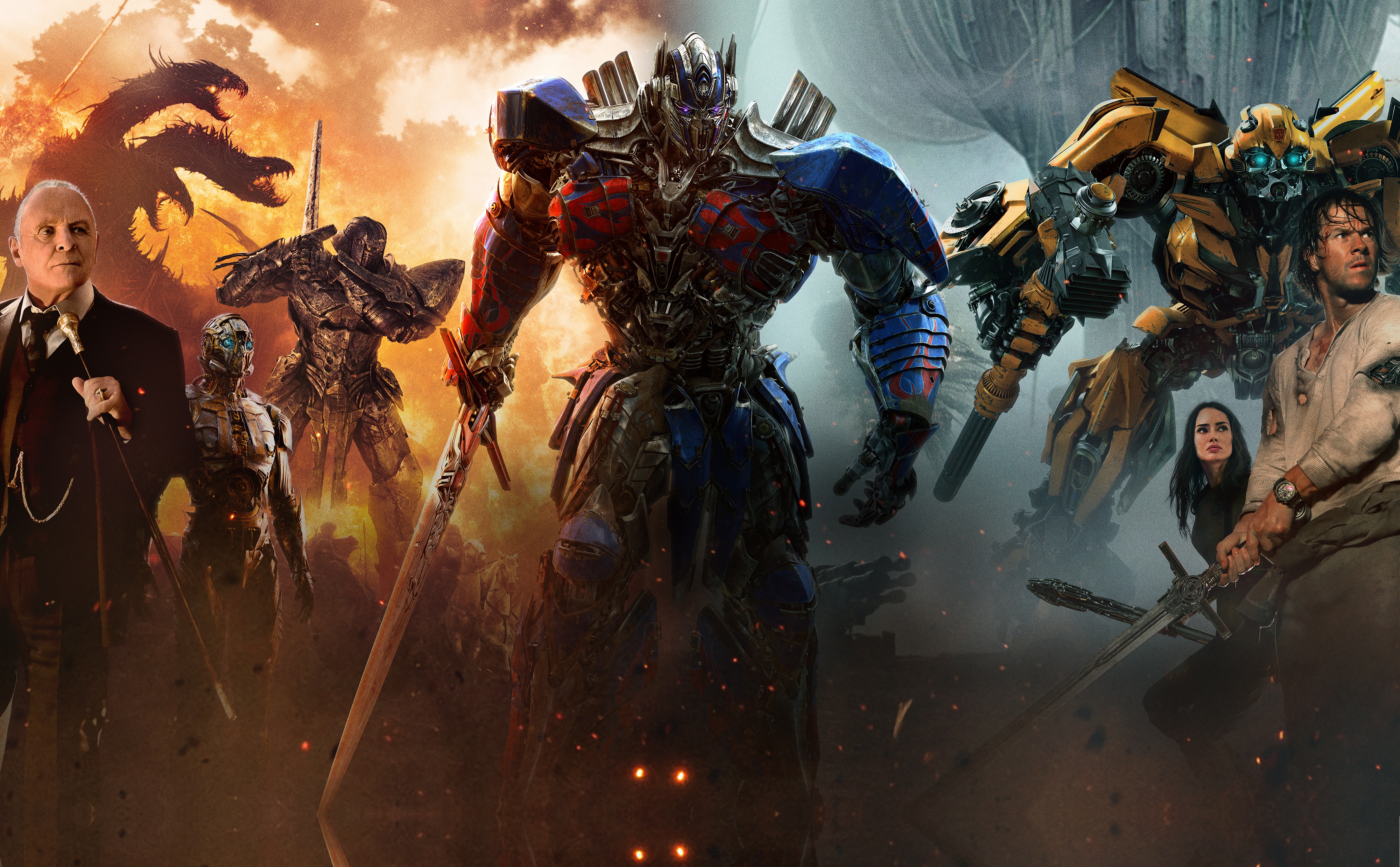 Optimus Prime and Bumblebee from Transformers with Anthony Hopkins HD Wallpaper