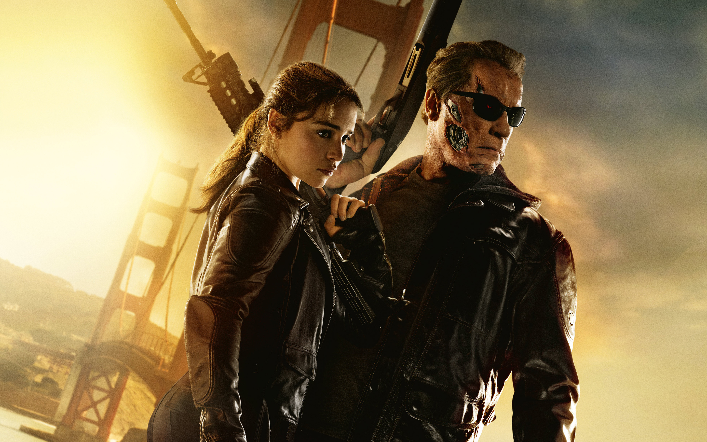 Terminator Genisys: Sarah Connor and T-800 HD Wallpaper