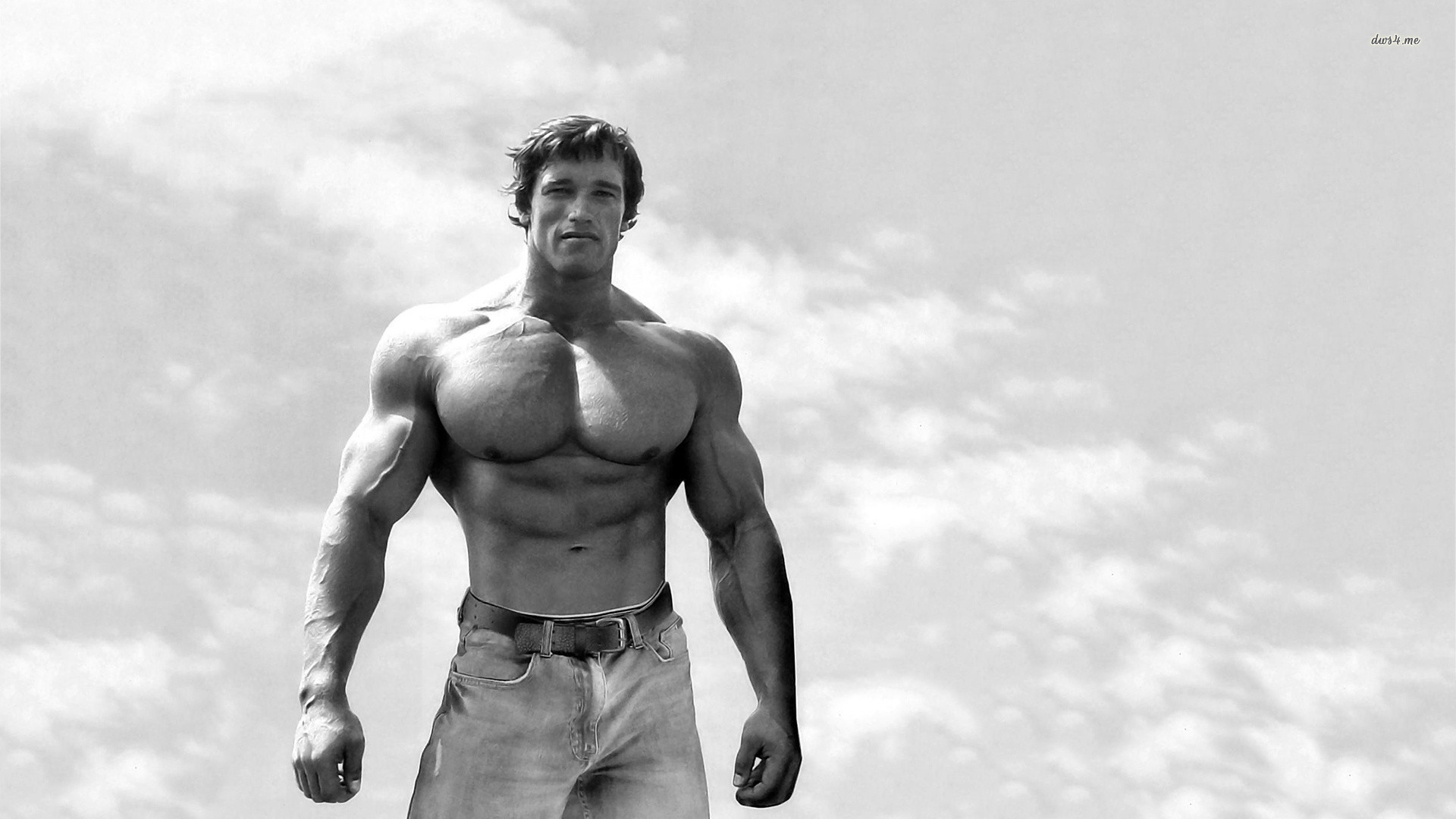 Arnold Schwarzenegger Muscular Man Confidently Standing HD Wallpaper