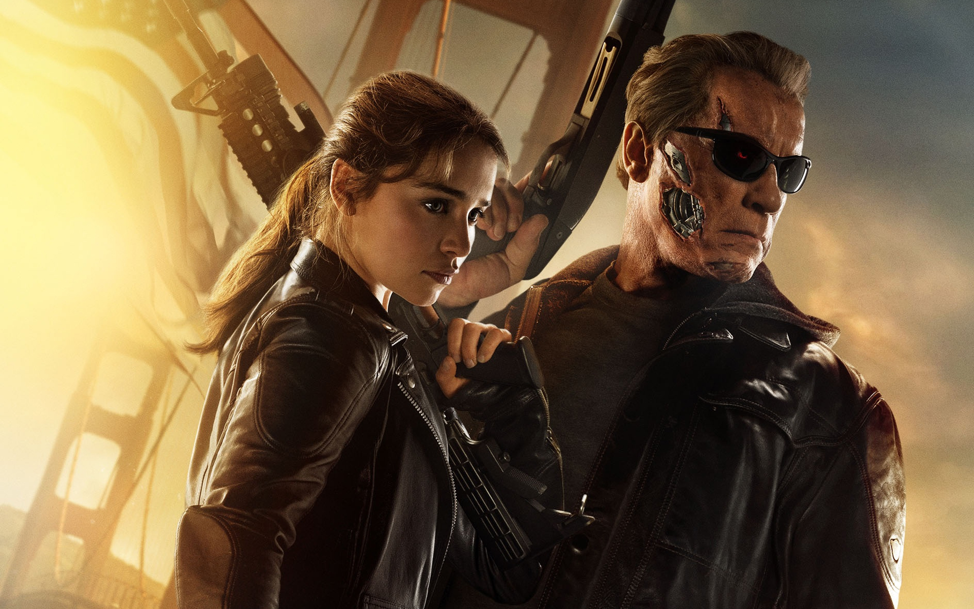 Terminator Genisys: Arnold Schwarzenegger and Emilia Clarke HD Wallpaper