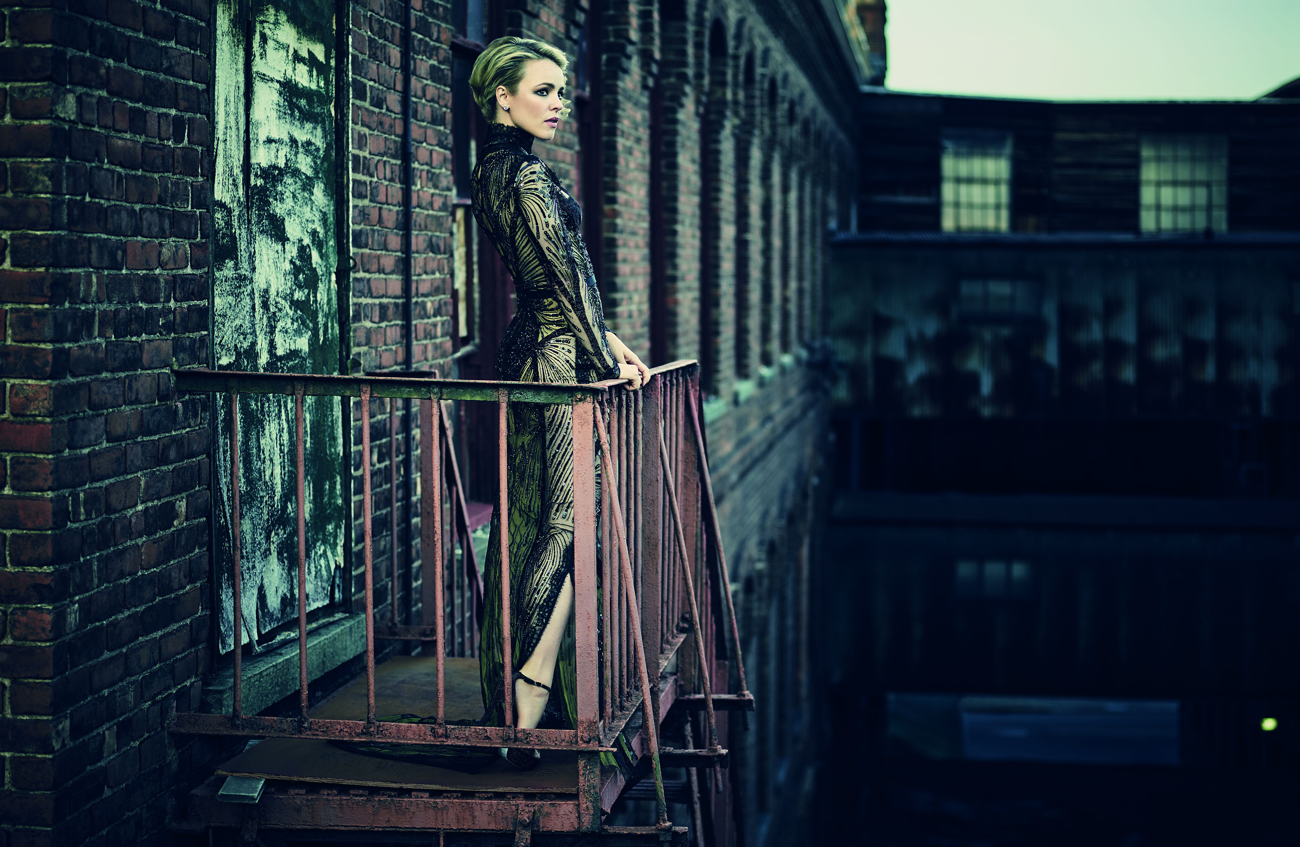 Rachel McAdams on a Balcony HD Wallpaper
