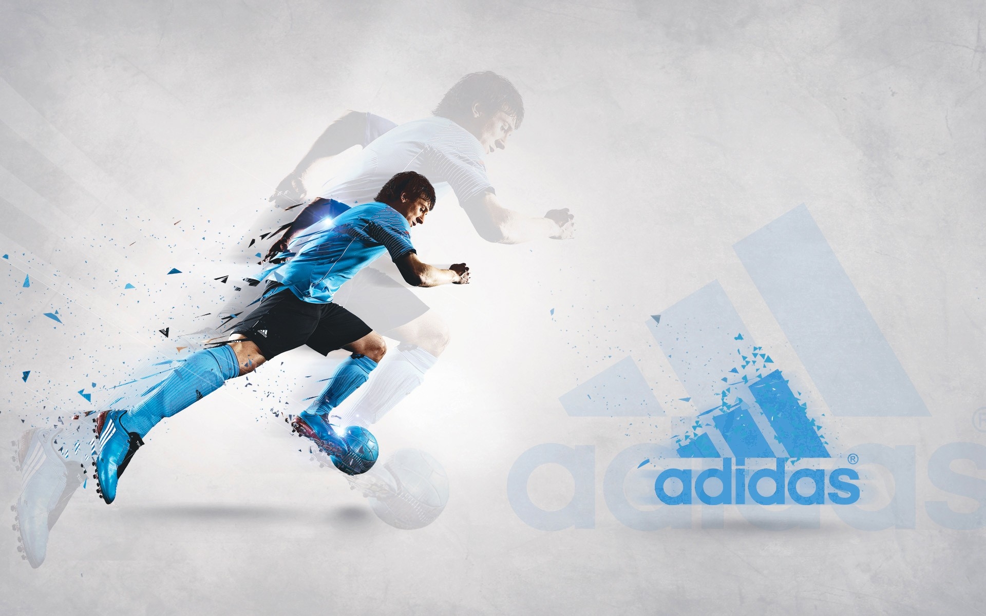 Lionel Messi playing soccer with Adidas logo HD Wallpaper