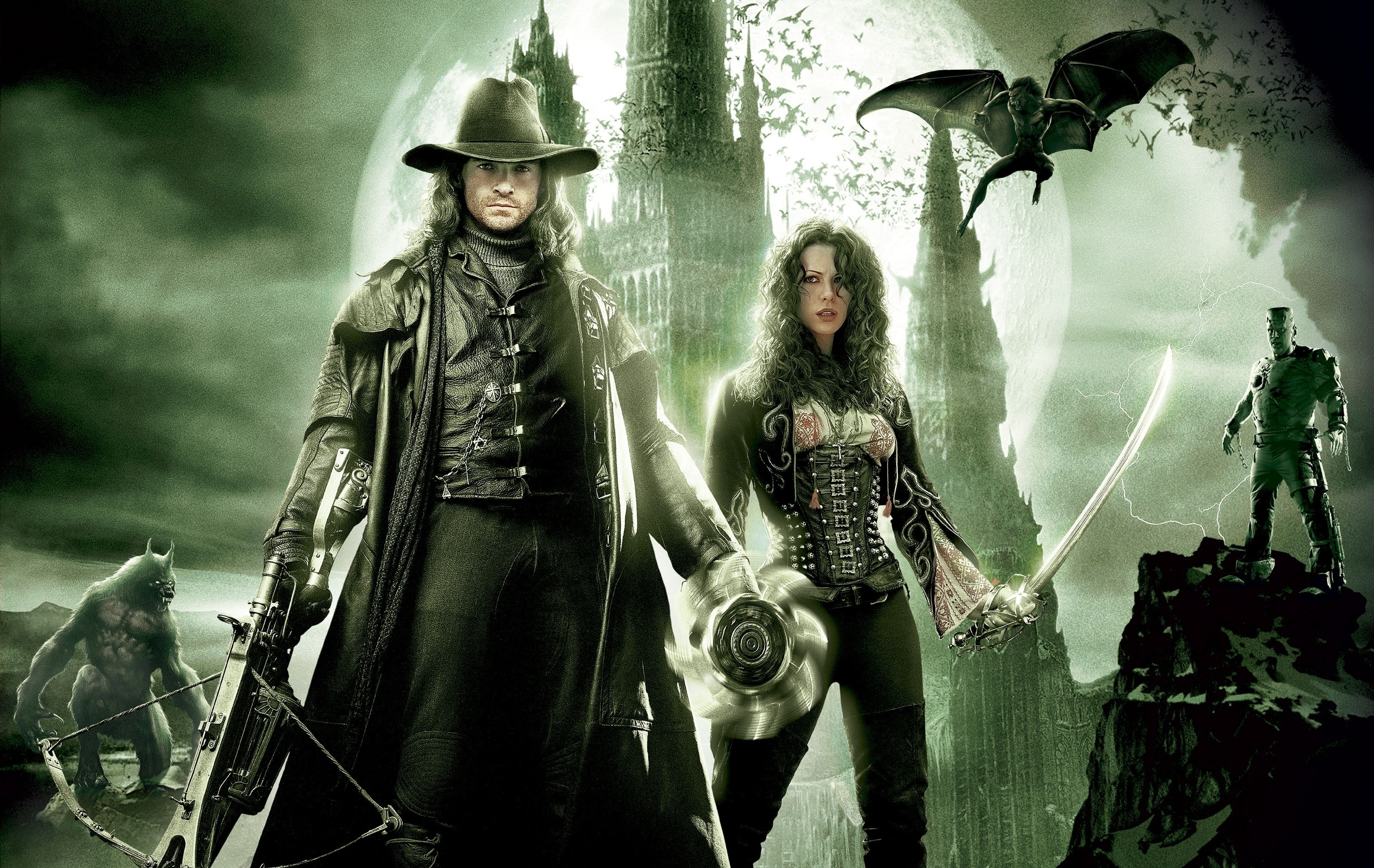 Van Helsing with Anna and Frankenstein's Monster HD Wallpaper