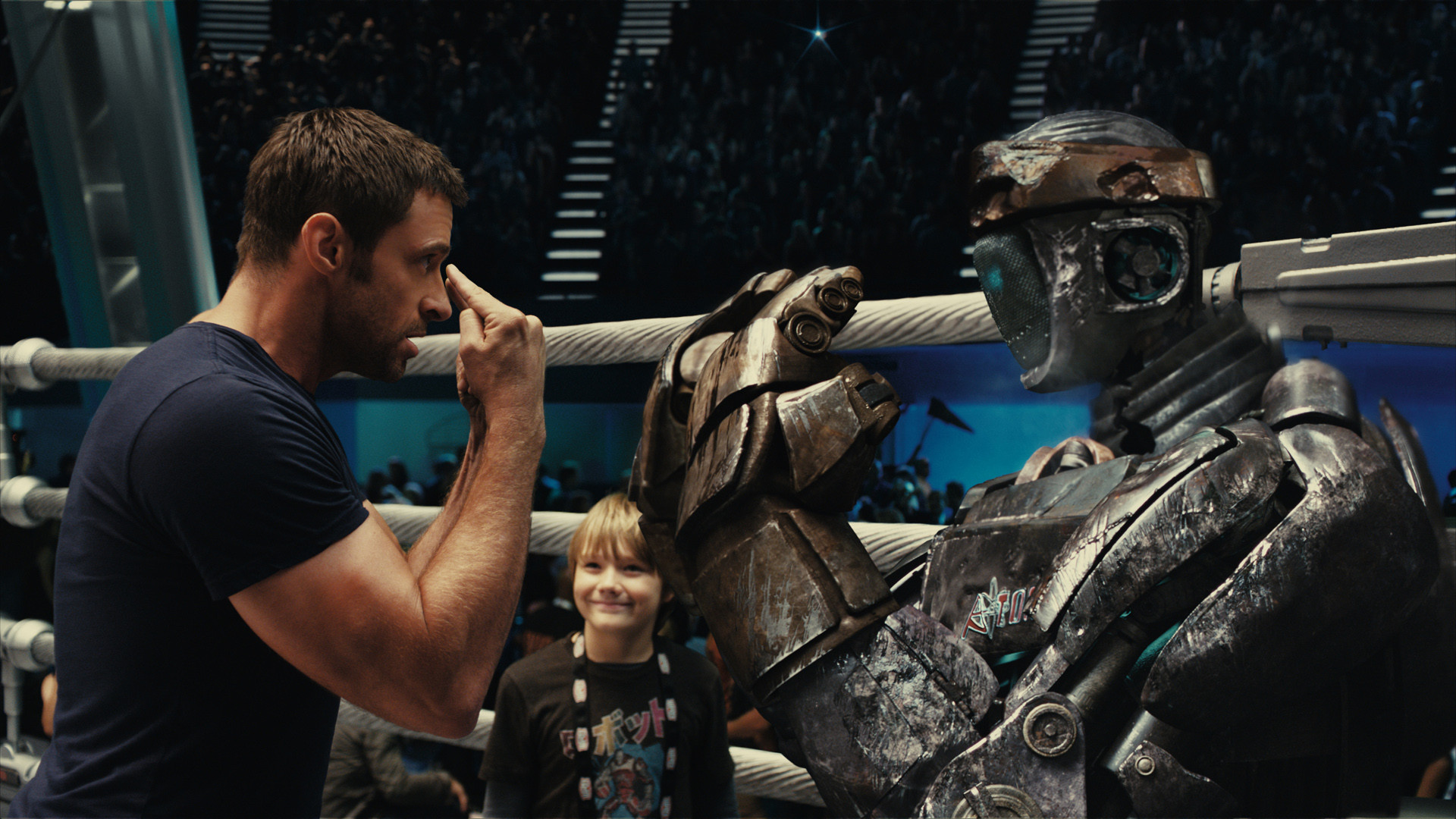 Hugh Jackman and Atom from Real Steel HD Wallpaper