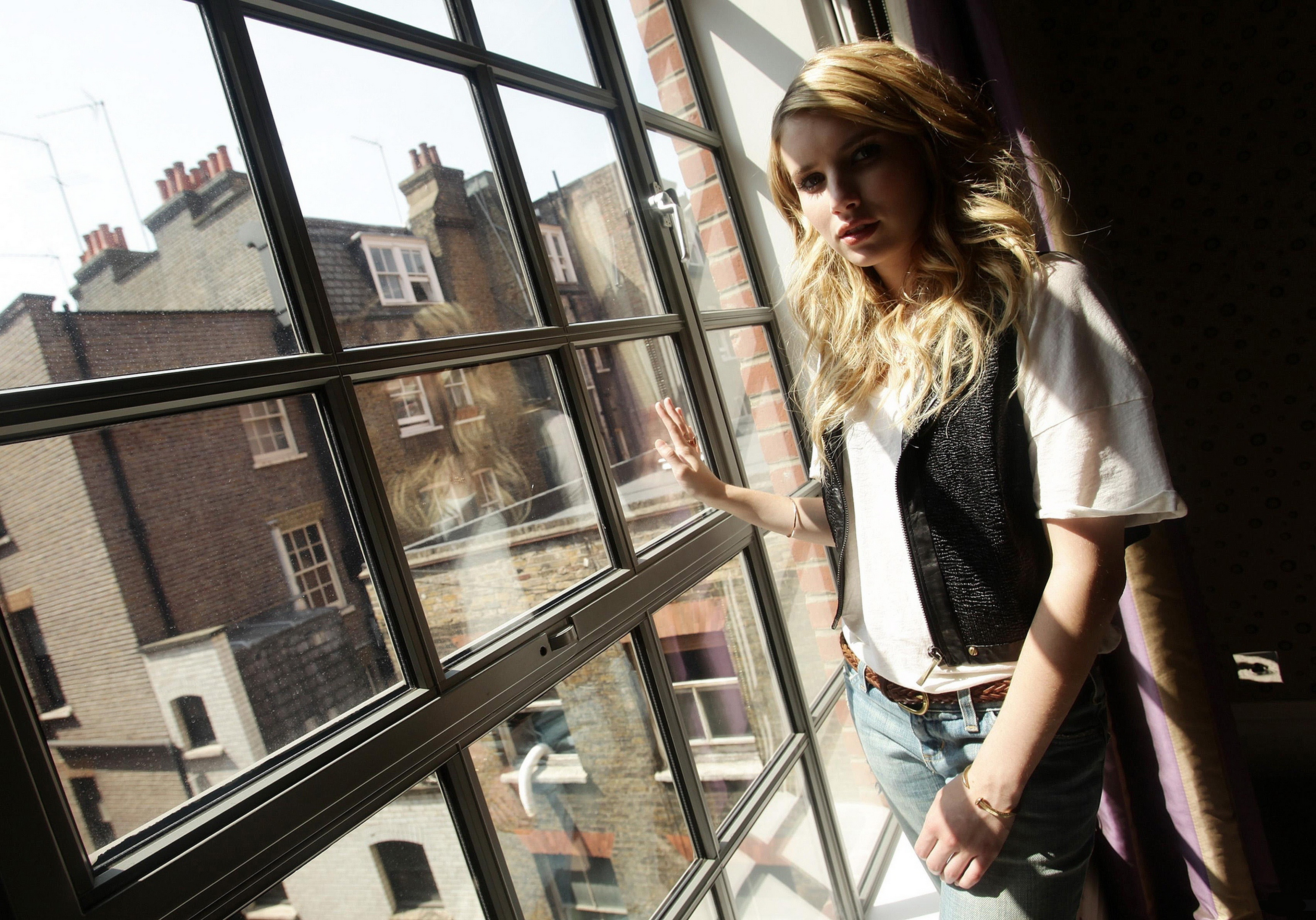 Emma Roberts by a window HD Wallpaper