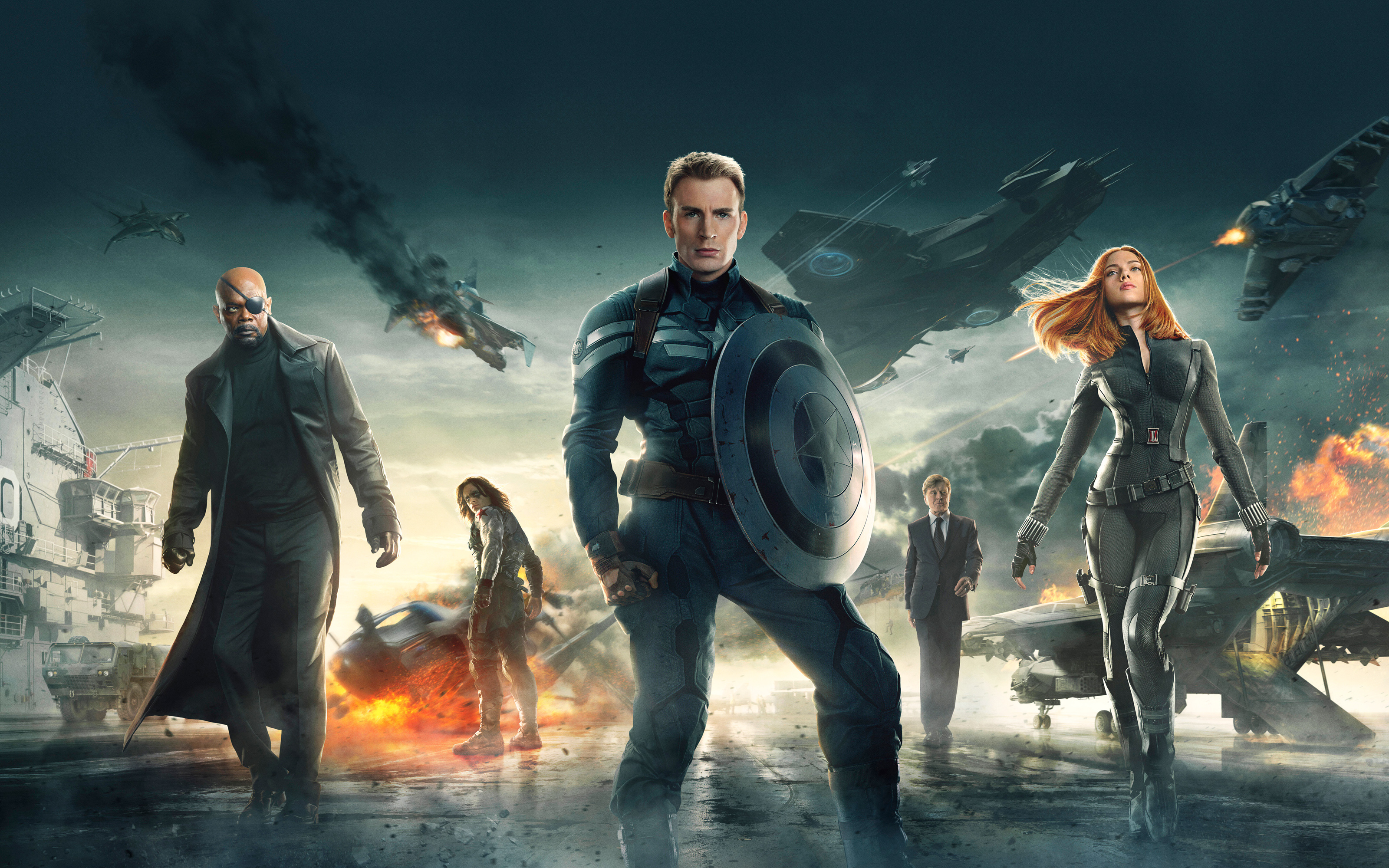 Captain America and Black Widow from Captain America: The Winter Soldier HD Wallpaper