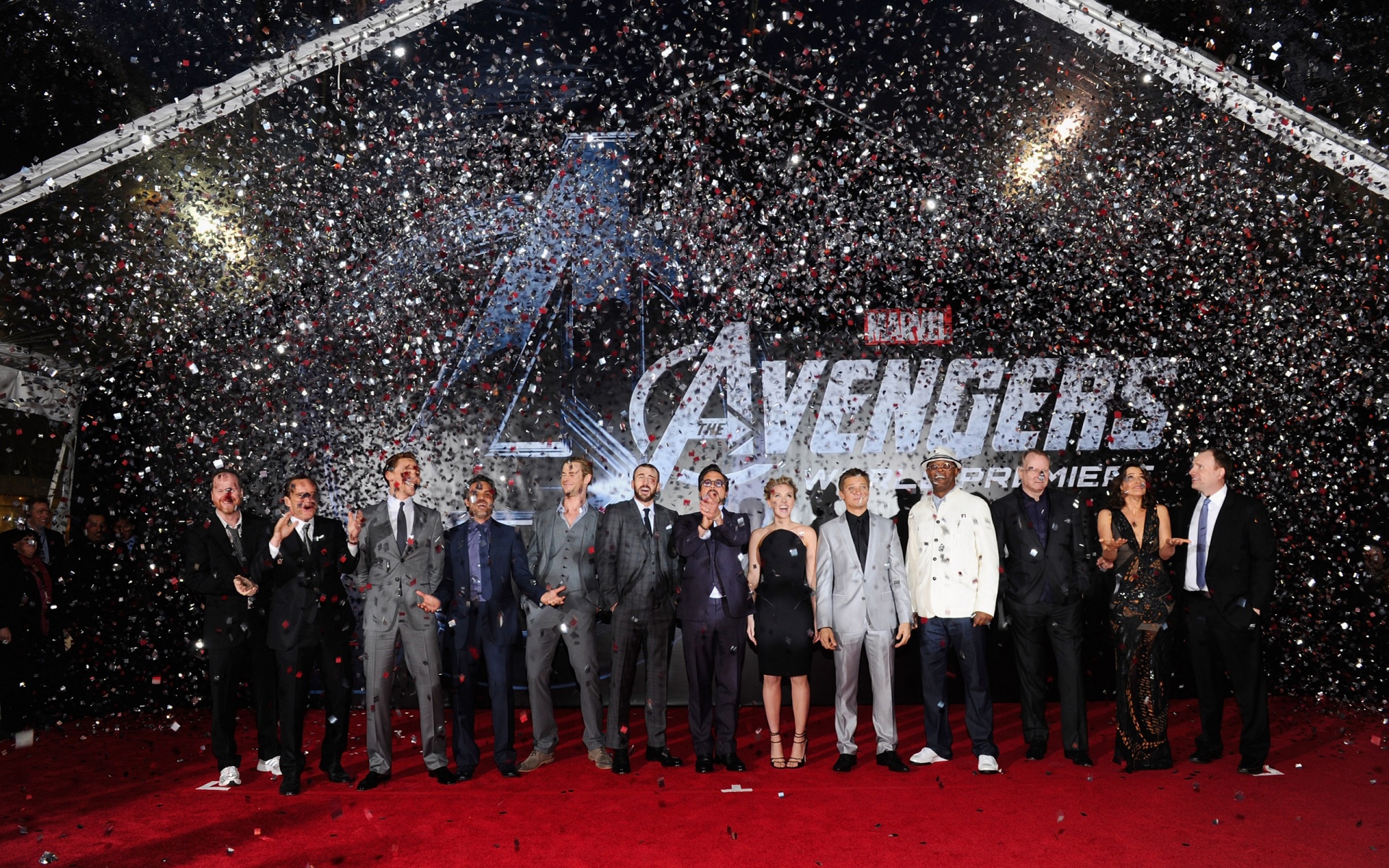 The Avengers Cast at Premiere with Confetti HD Wallpaper