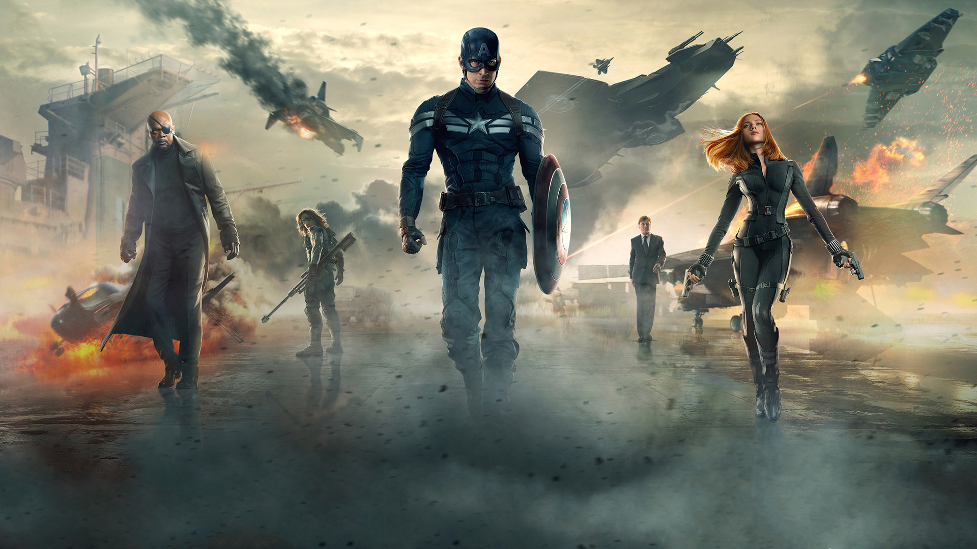Captain America and Black Widow from Captain America: The Winter Soldier HD Wallpaper