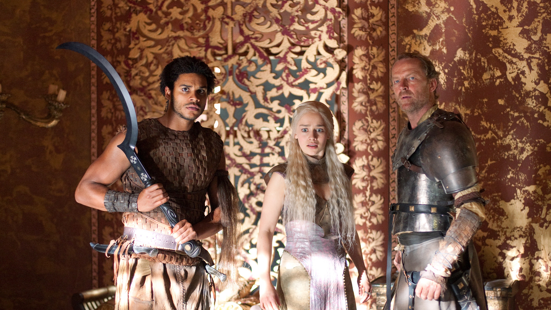 Daenerys Targaryen with Jorah Mormont and Daario Naharis HD Wallpaper