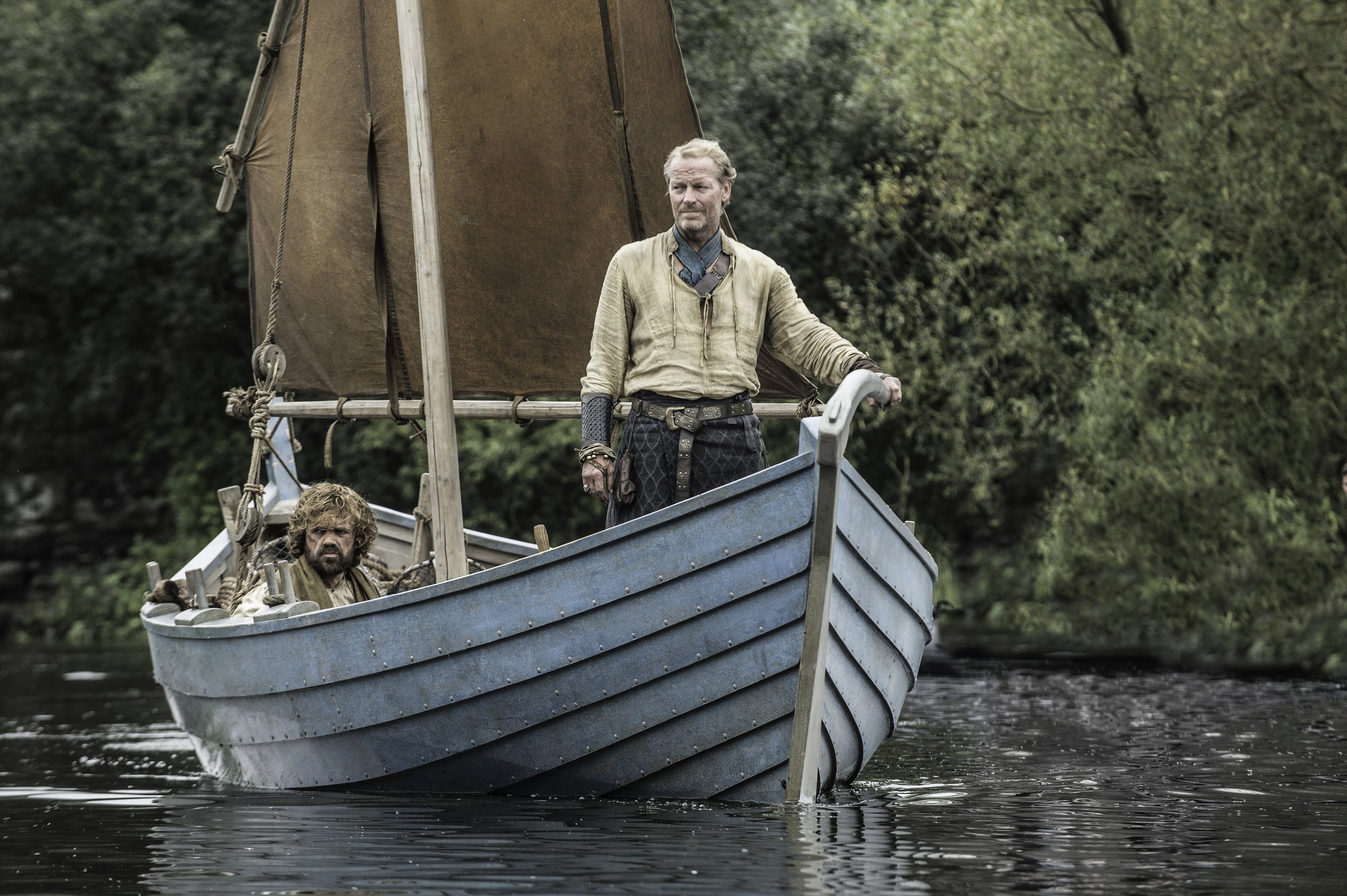 Iain Glen and Peter Dinklage in a boat HD Wallpaper
