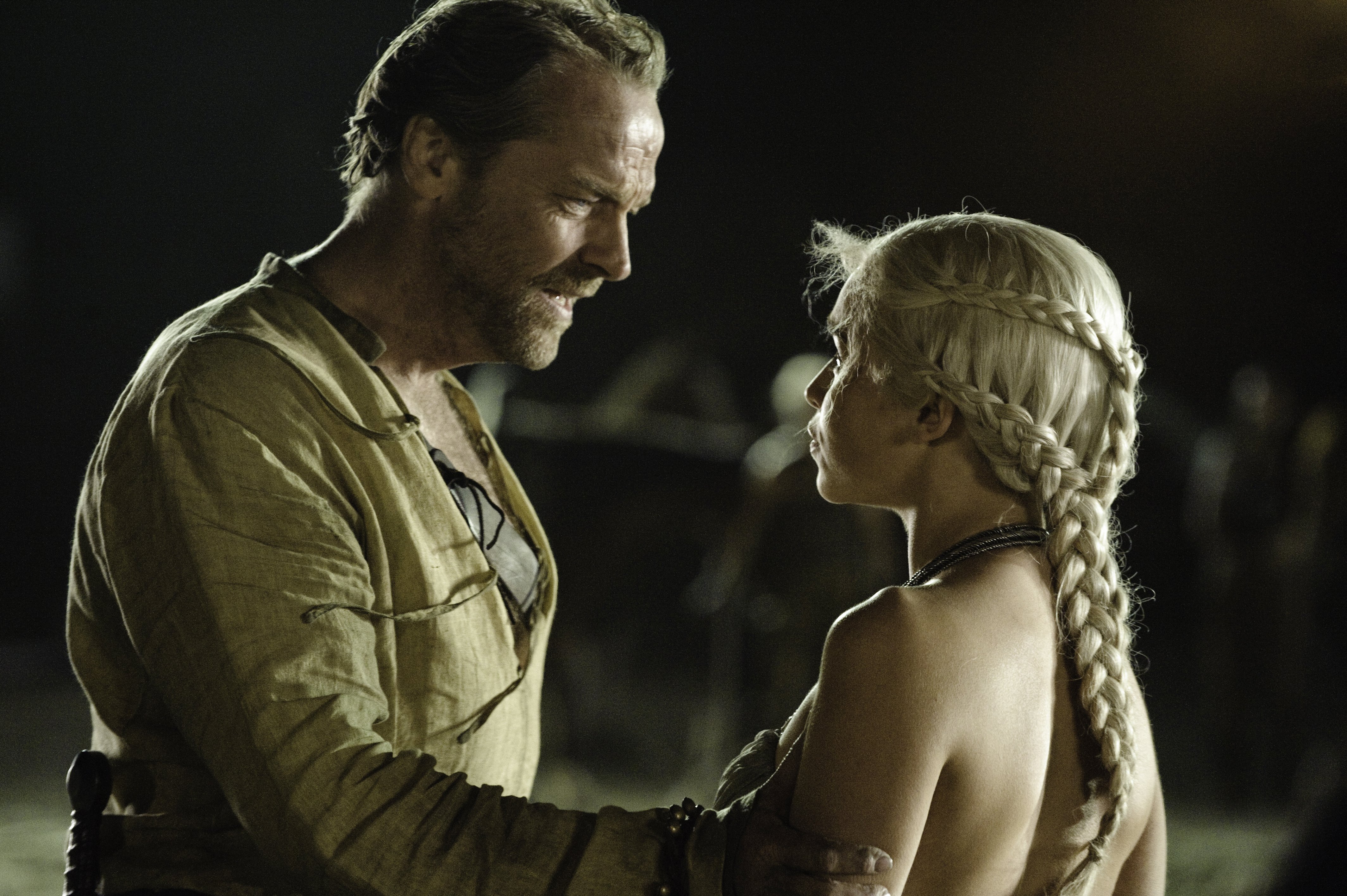 Iain Glen and Emilia Clarke in Game of Thrones HD Wallpaper