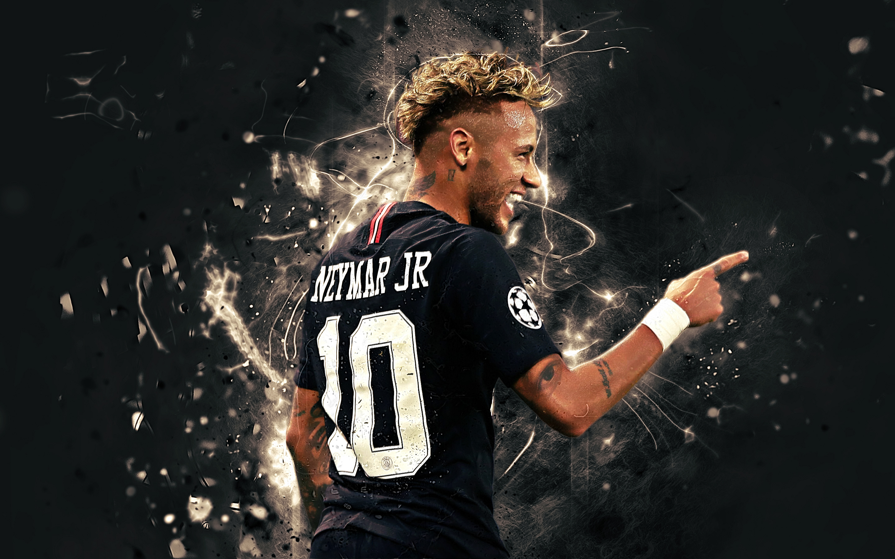 Neymar Jr Celebrating in Dark Jersey HD Wallpaper
