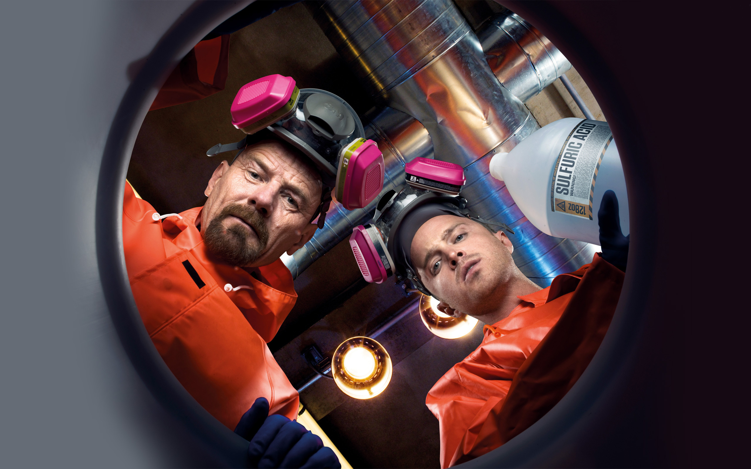 Walter White and Jesse Pinkman with sulfuric acid HD Wallpaper
