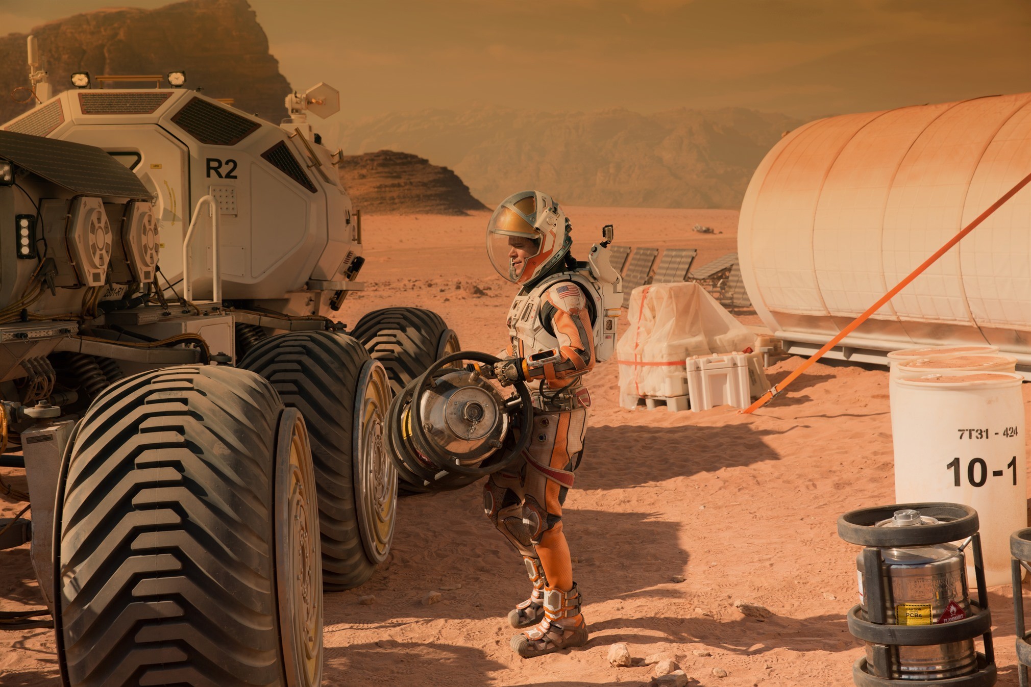 Astronaut on Mars with Rover HD Wallpaper