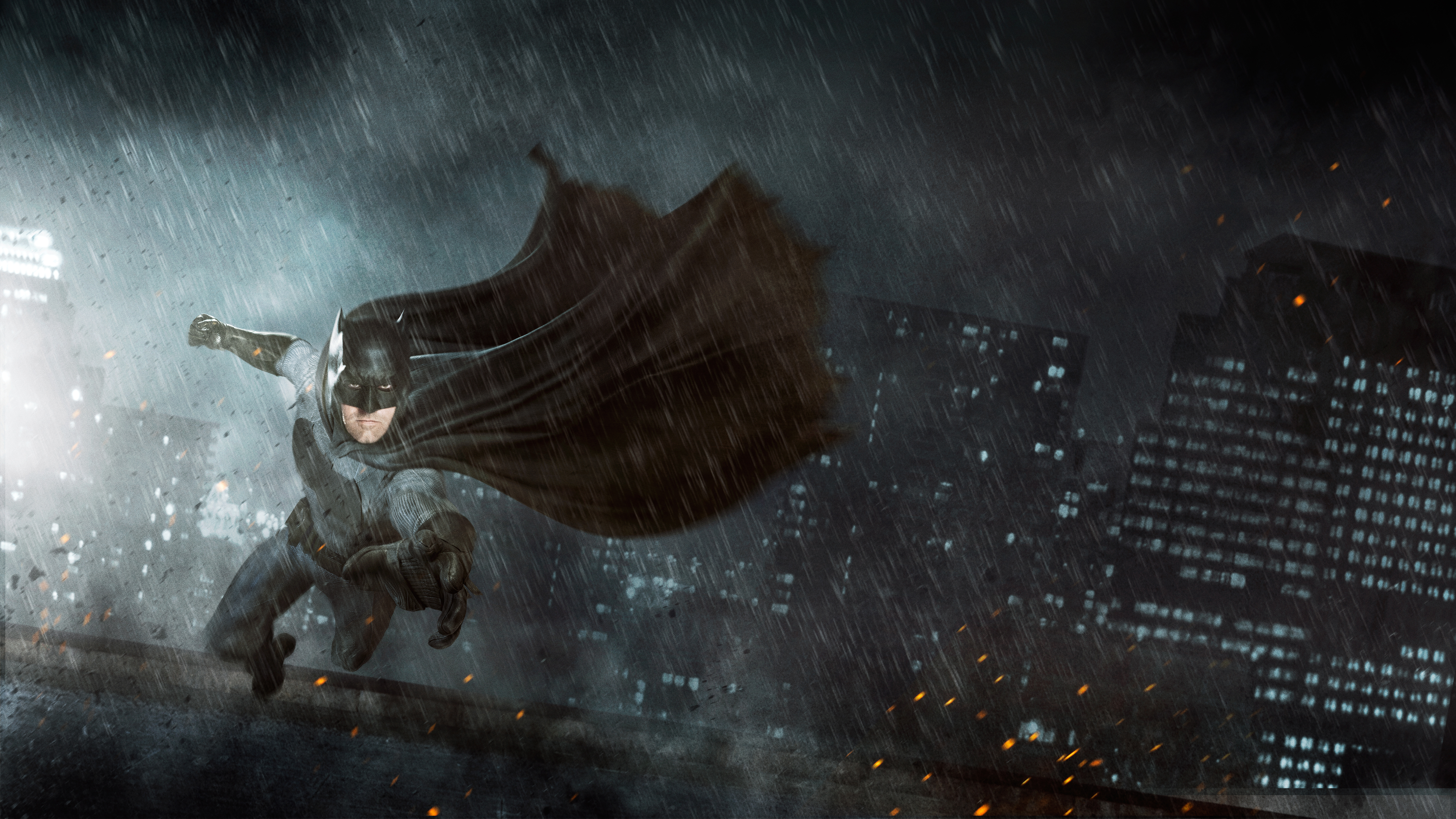 Ben Affleck as Batman in the rain HD Wallpaper