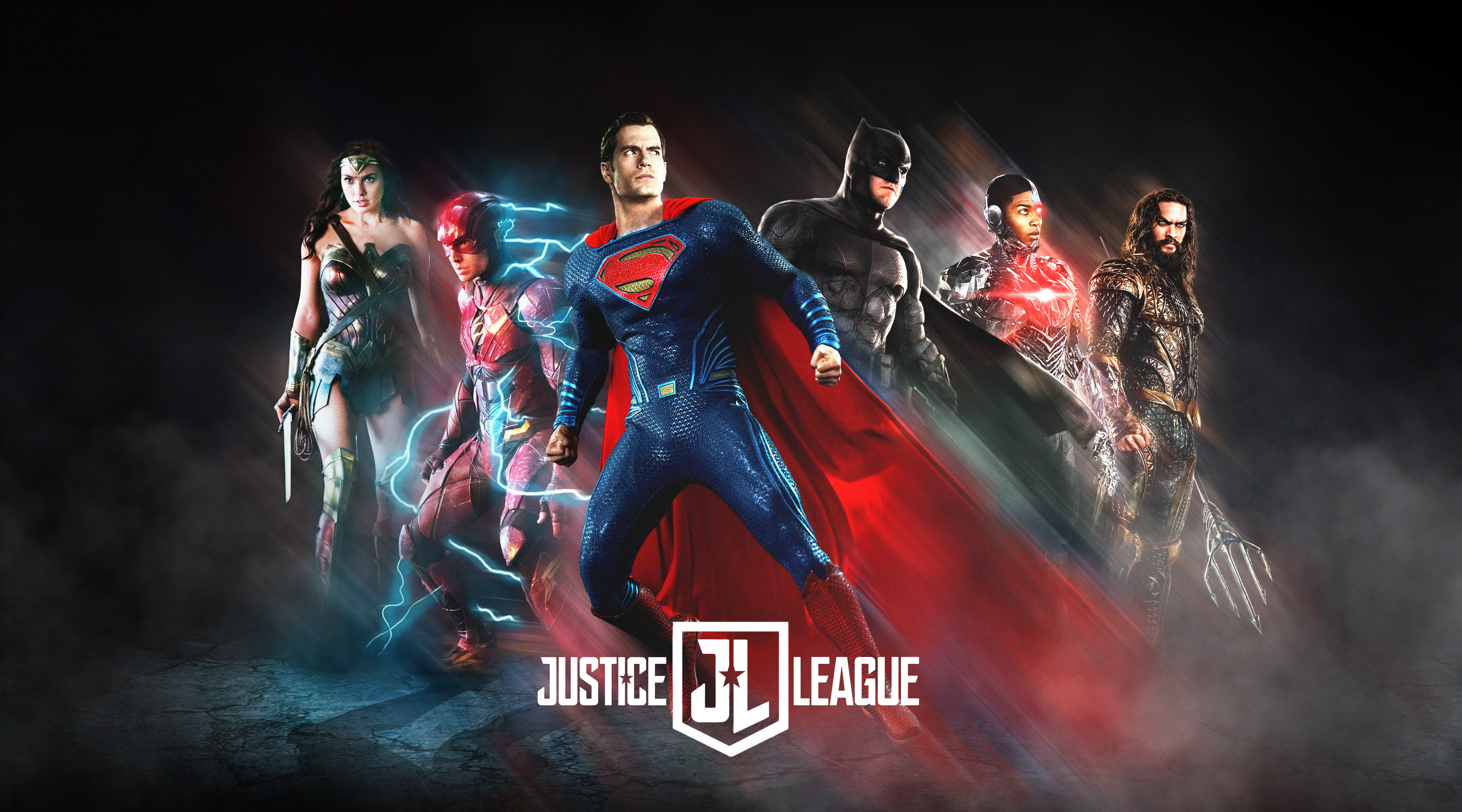 Justice League characters: Wonder Woman, Flash, Superman, Batman, Cyborg, Aquaman HD Wallpaper