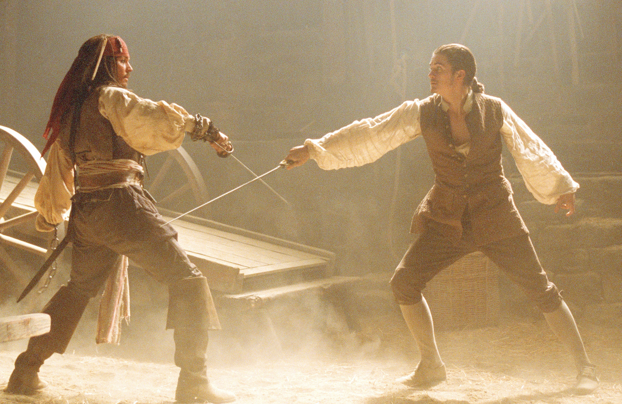 Will Turner and Jack Sparrow sword fighting HD Wallpaper