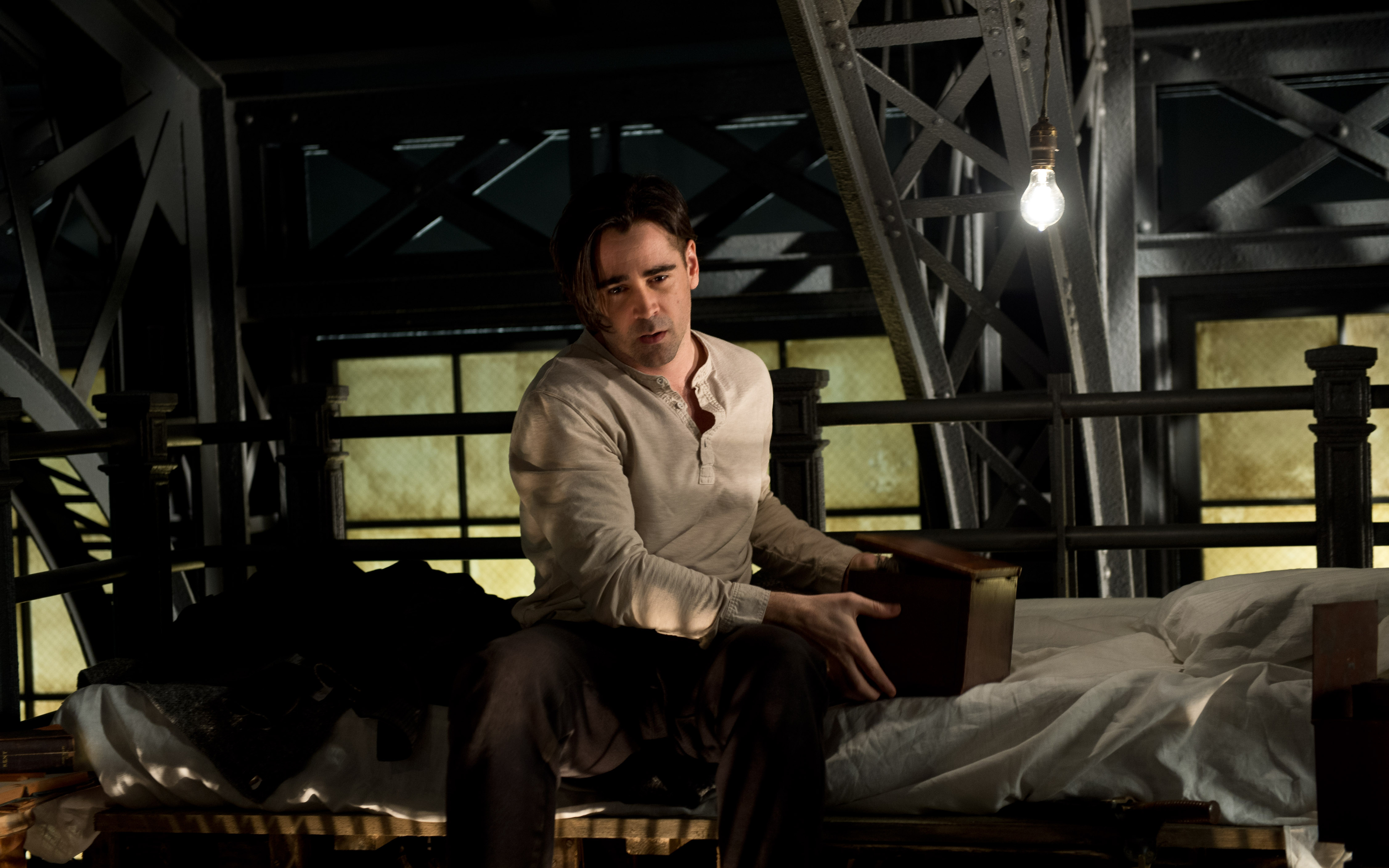 Colin Farrell in a dimly lit room HD Wallpaper