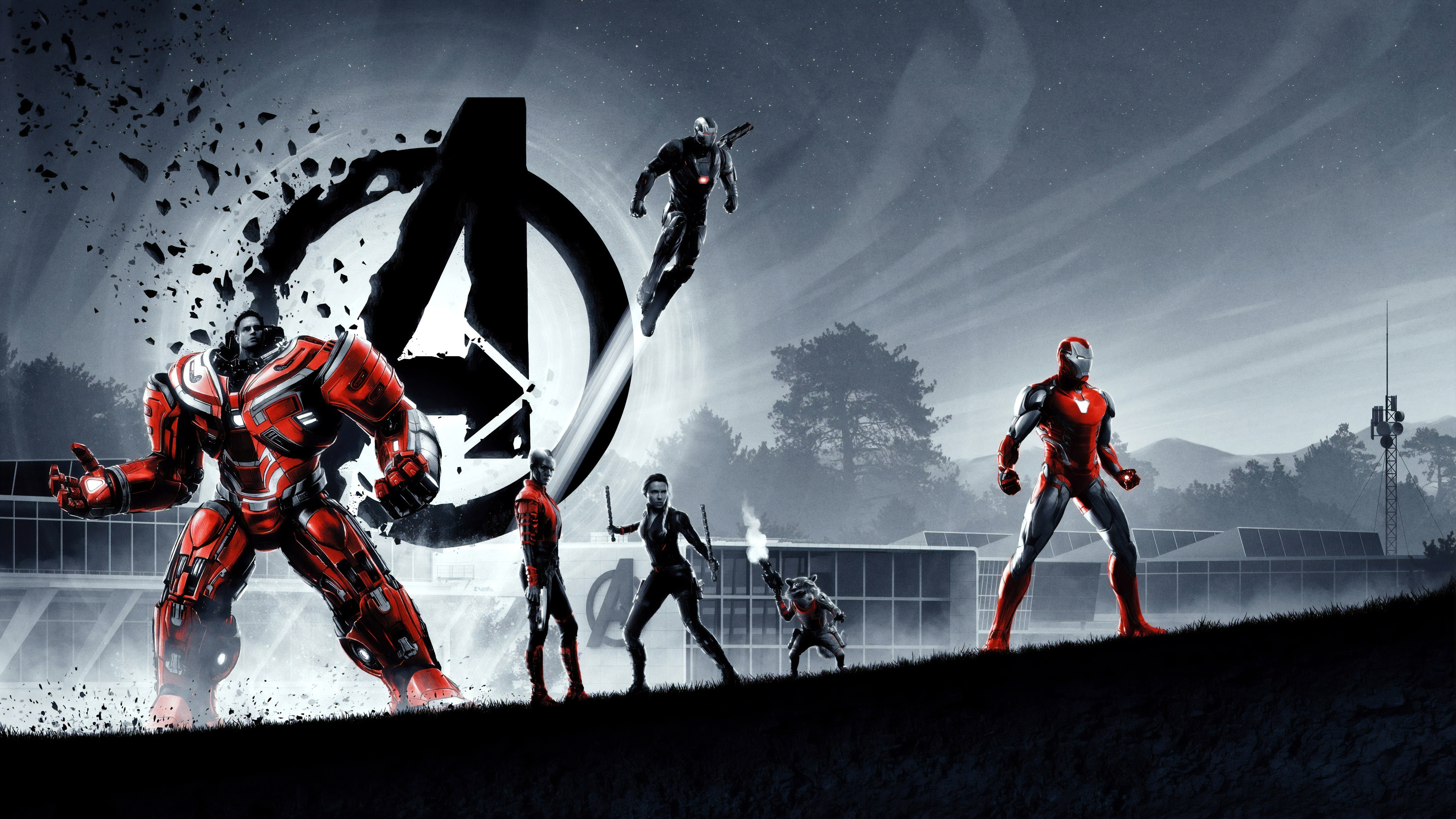 Avengers Assemble with Hulkbuster and Iron Man HD Wallpaper