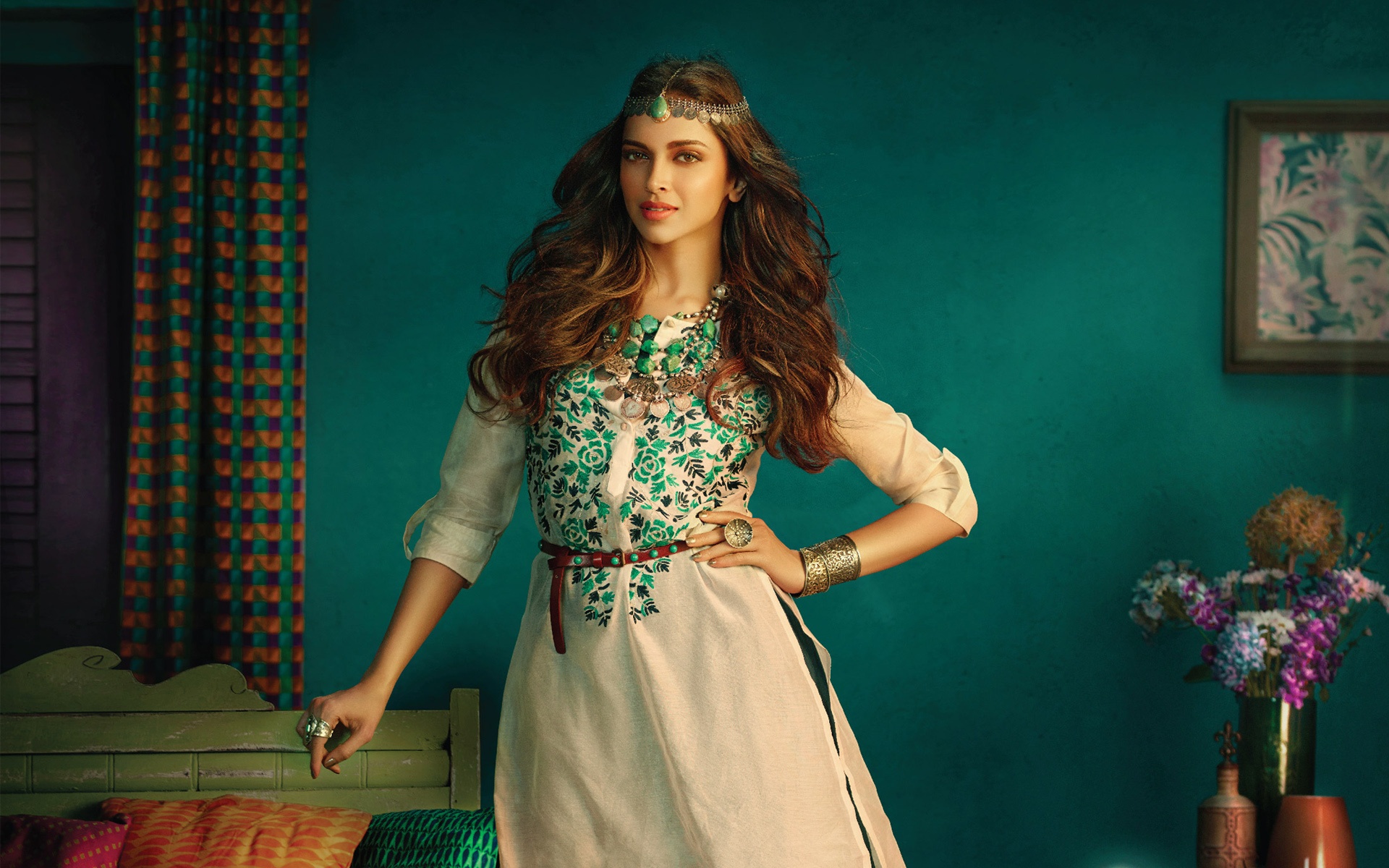 Deepika Padukone in traditional Indian attire HD Wallpaper