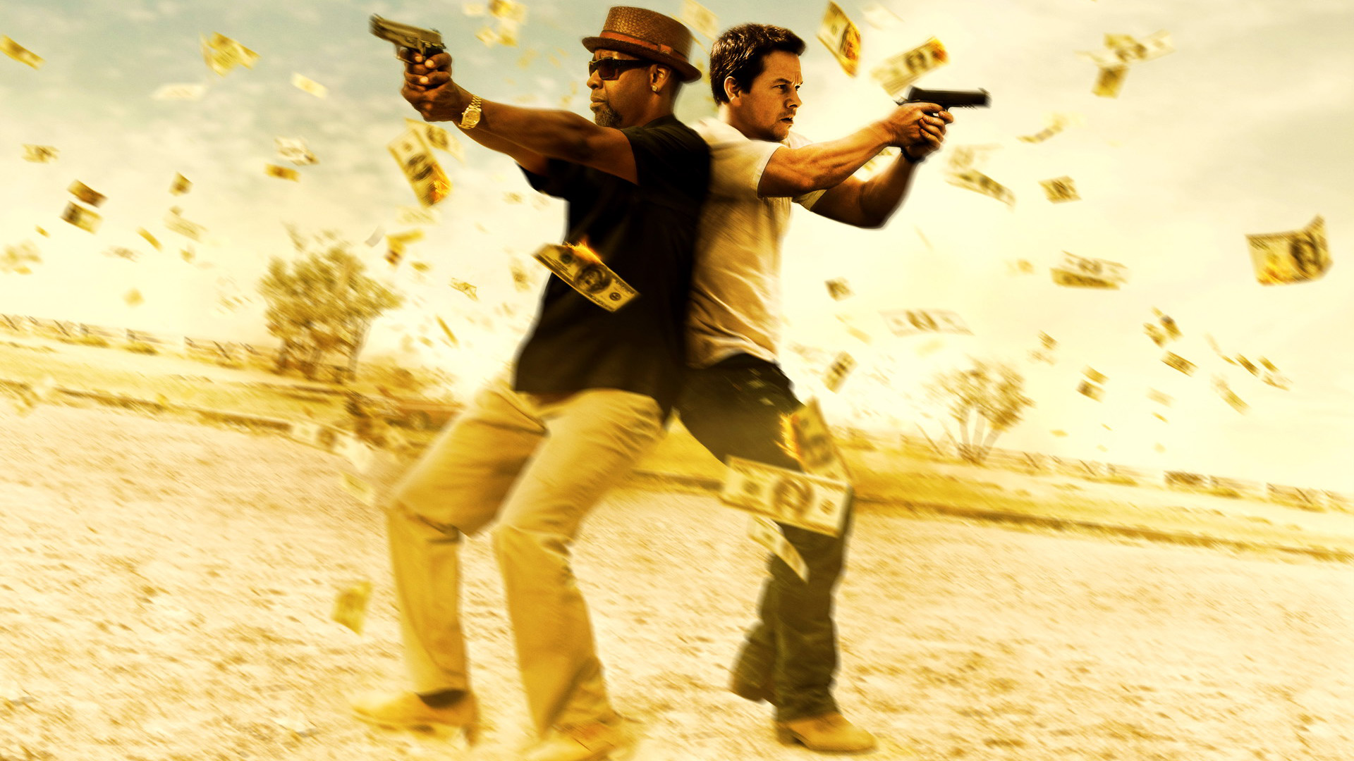 Denzel Washington and Mark Wahlberg in 2 Guns HD Wallpaper