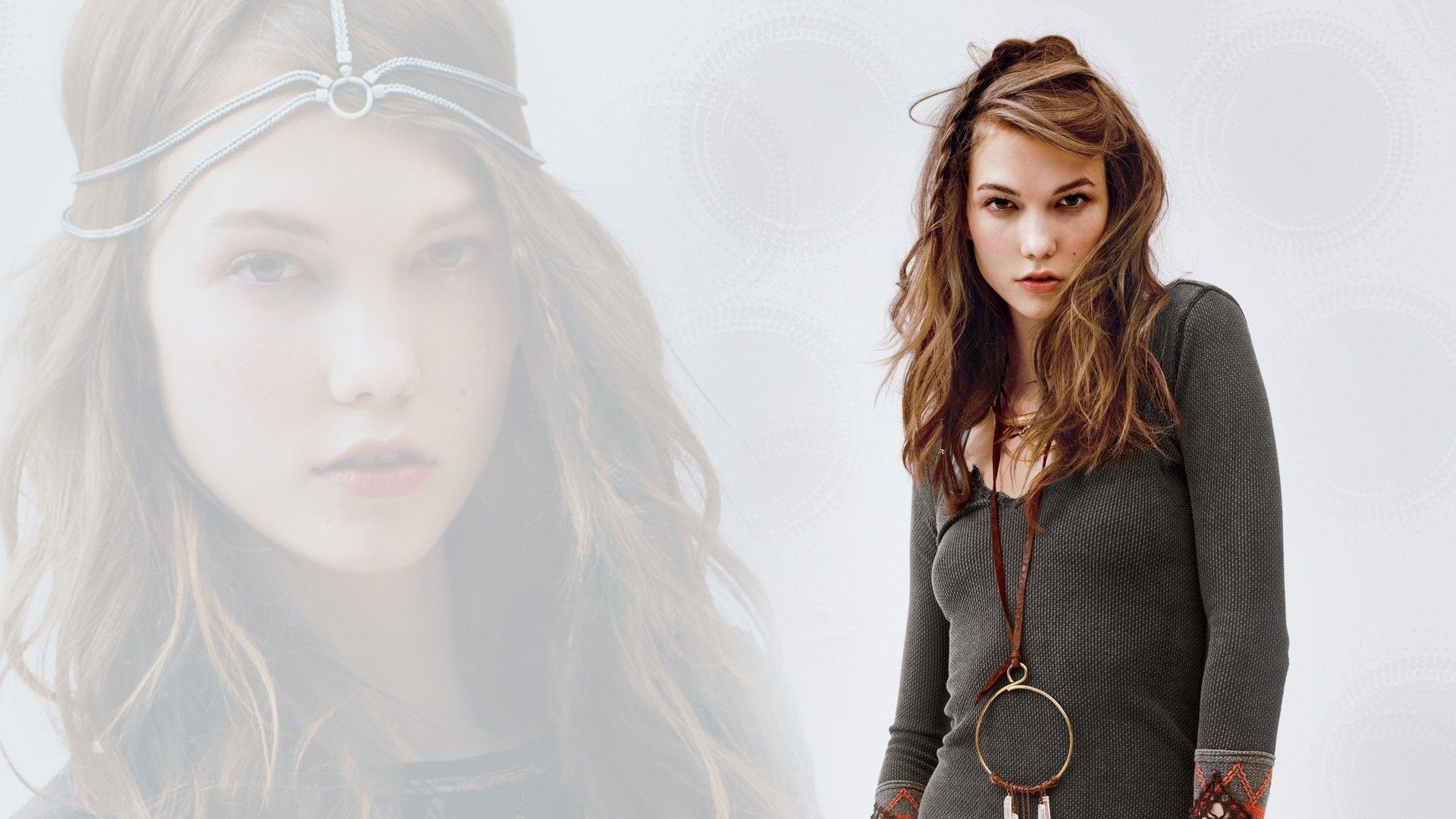 Karlie Kloss with a headpiece and necklace HD Wallpaper