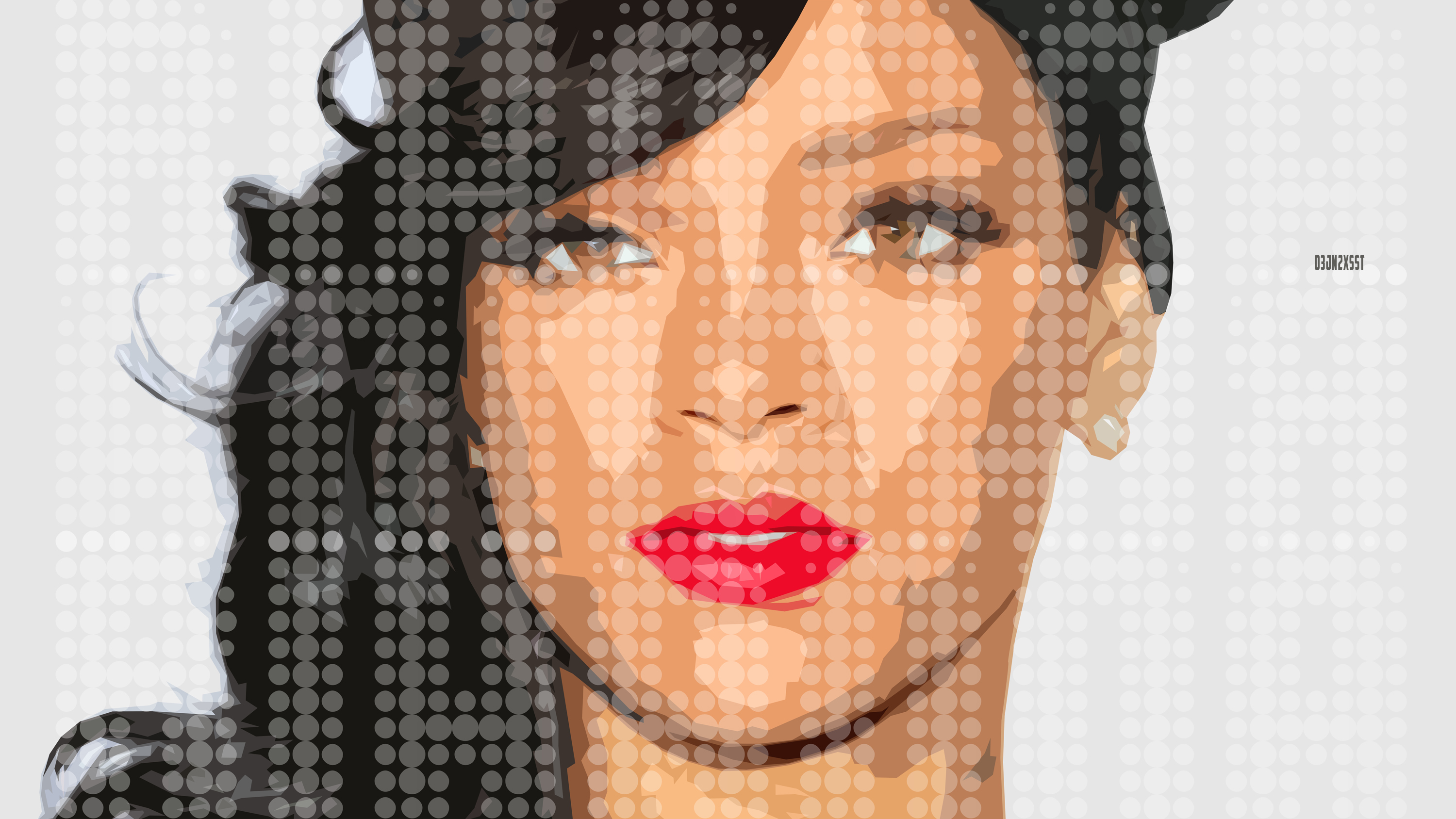 Rihanna portrait with dot art style HD Wallpaper