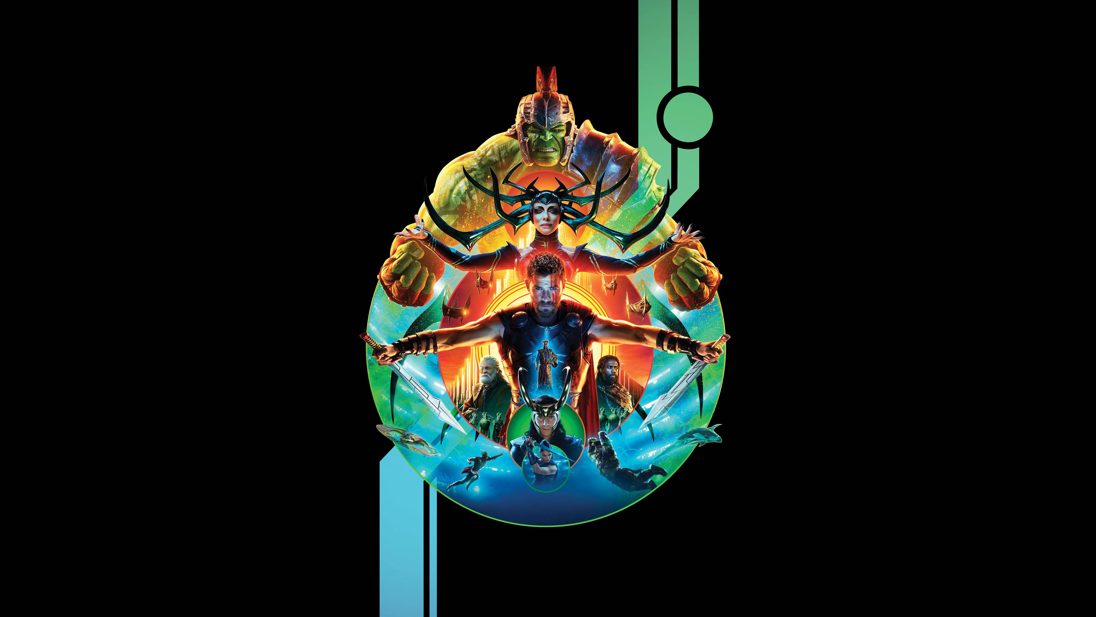 Thor Ragnarok Poster with Hulk, Hela, Thor, Loki, Valkyrie, and Odin HD Wallpaper