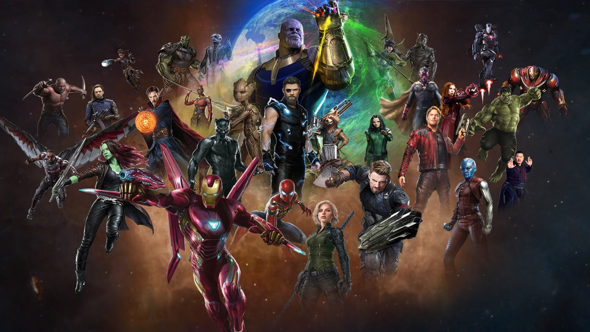Avengers and Thanos from Marvel Cinematic Universe HD Wallpaper