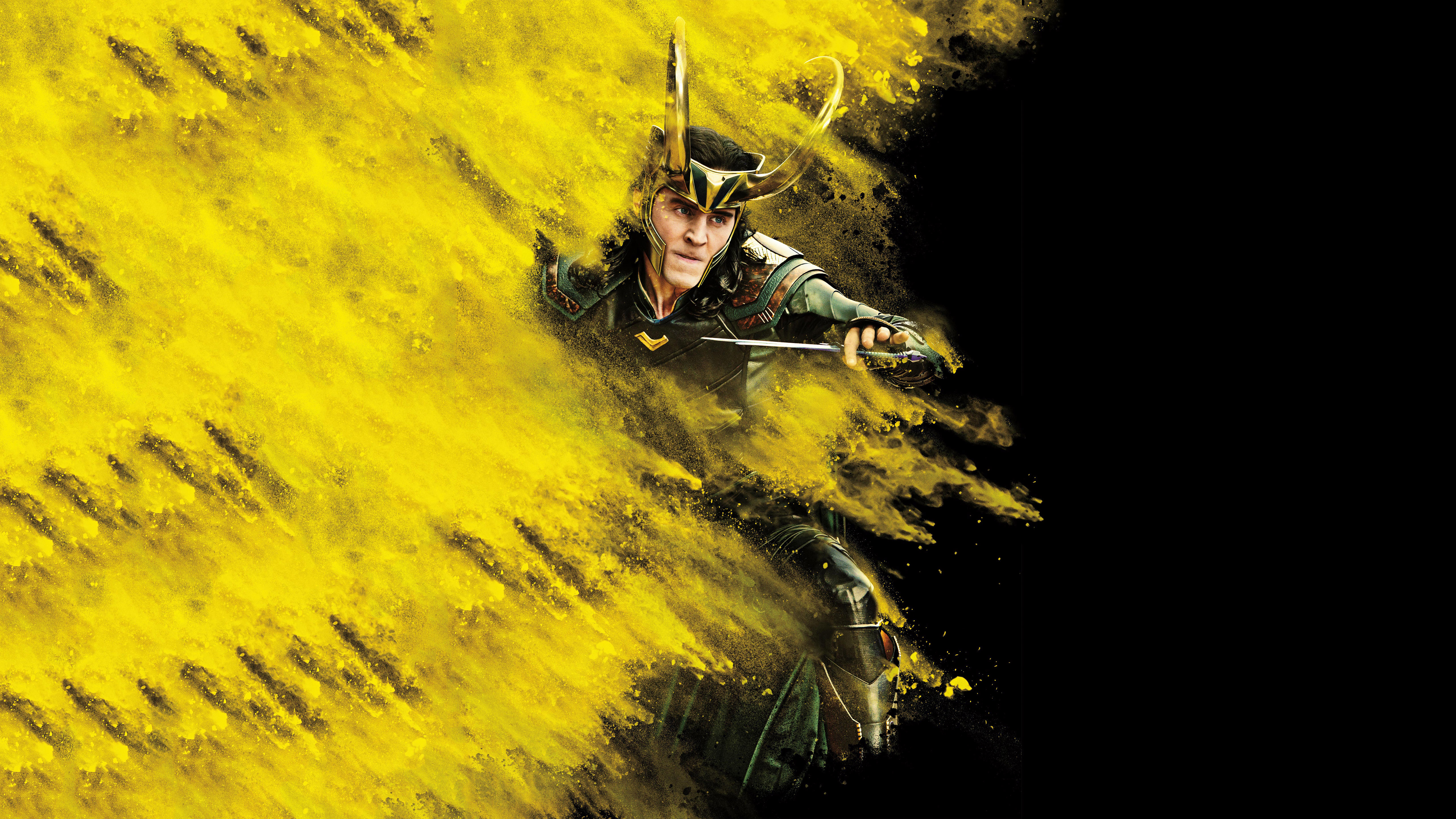 Loki from Thor with yellow powder explosion HD Wallpaper