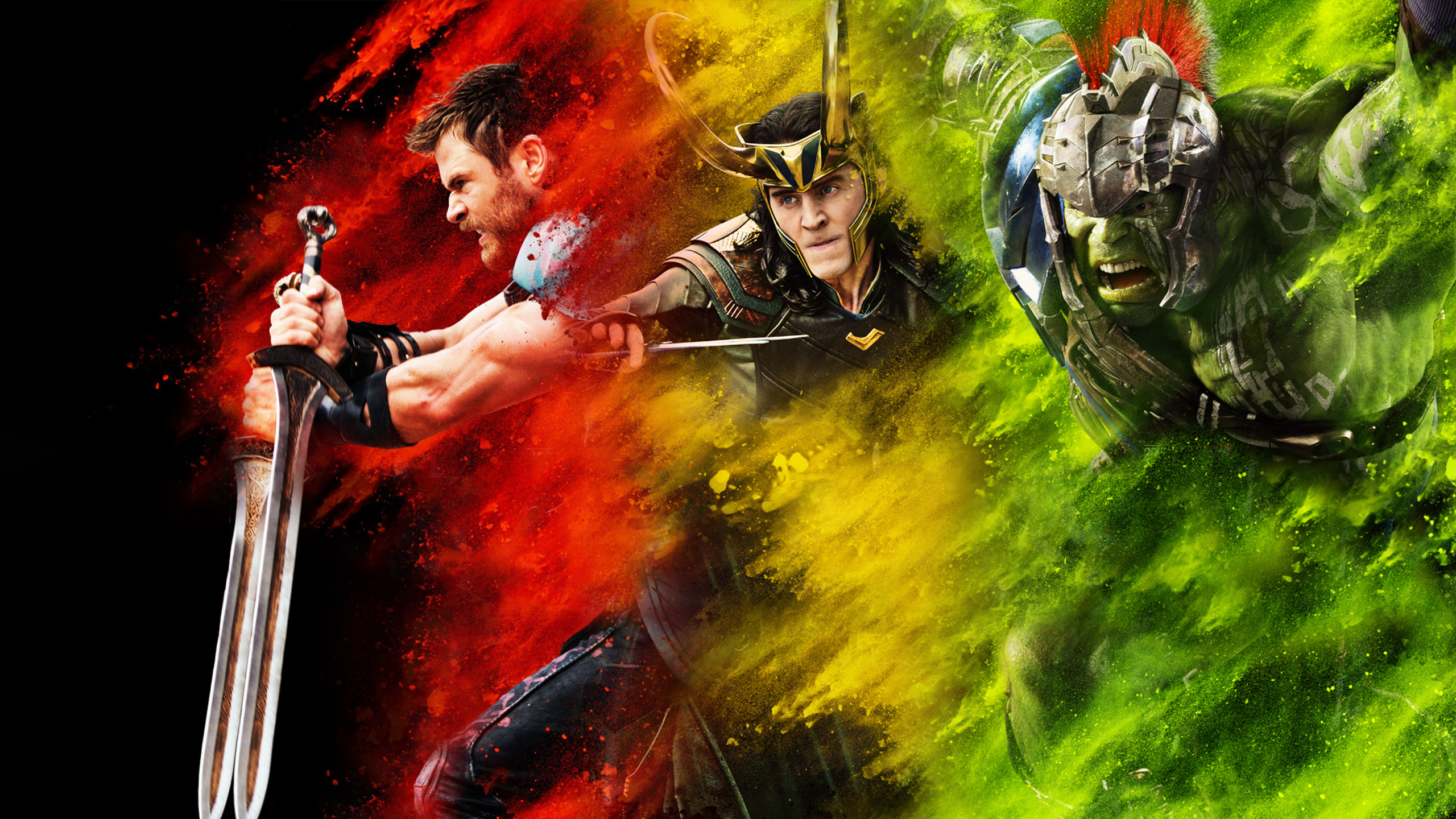 Thor, Loki, and Hulk from Thor: Ragnarok HD Wallpaper