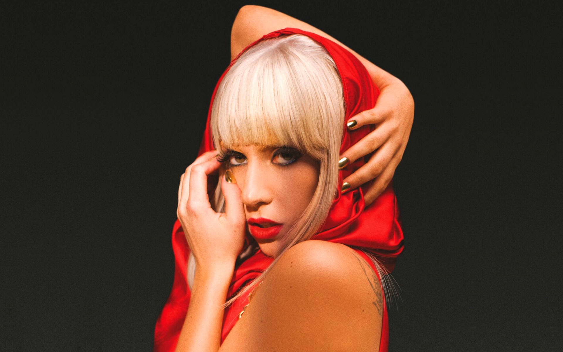 Lady Gaga in red hood HD Wallpaper