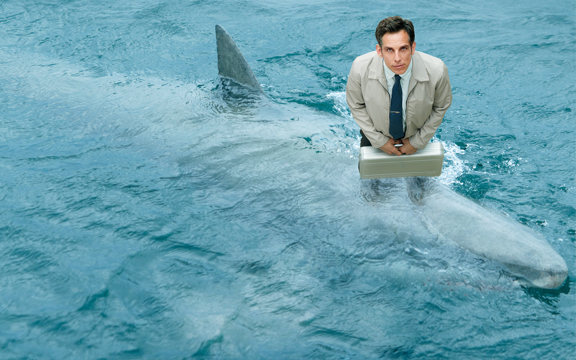 Ben Stiller on a shark HD Wallpaper