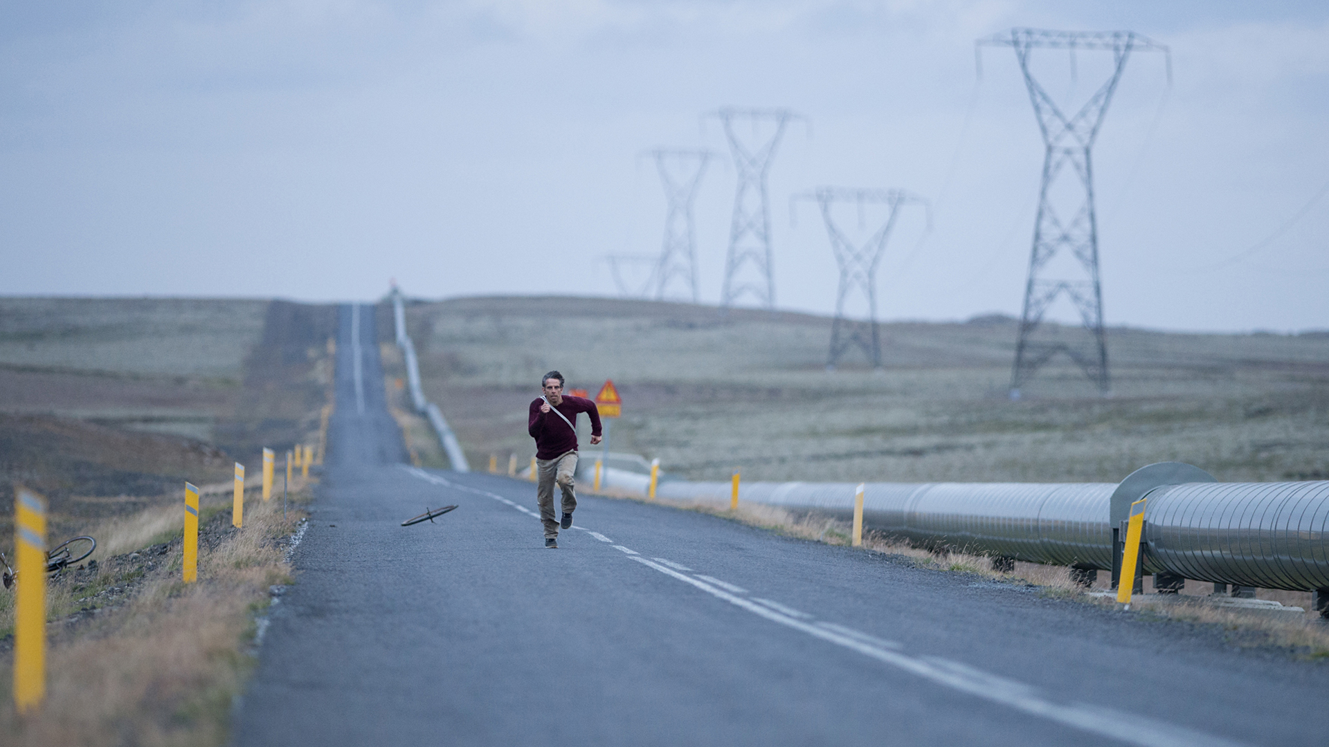 Ben Stiller running on a road in Iceland HD Wallpaper