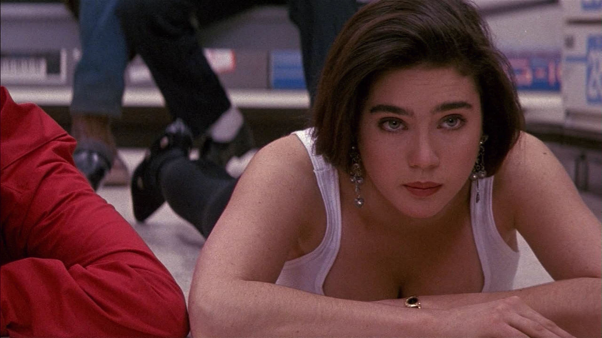 Jennifer Connelly in a white tank top HD Wallpaper